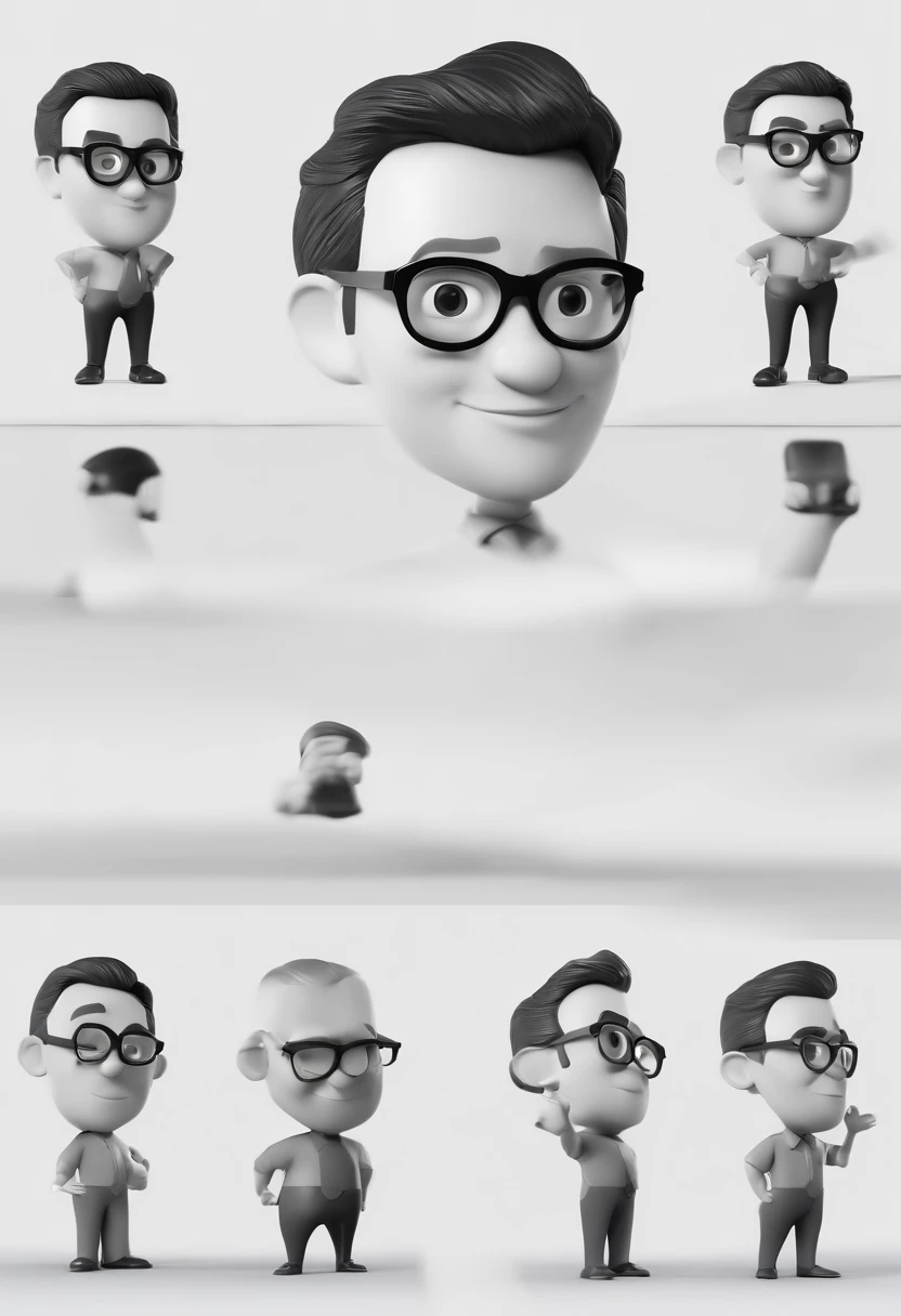 Cartoon character of a man with black glasses and a blue shirt, animation character, Caractere estilizado, animation style rendering, 3D estilizado, Arnold Maya render, 3 d render stylized, toon render keyshot, Personagem 3D, Personagem 3D, 3d rendering stylized, 3 d character render, personagem de desenho animado, Personagem de close up, Pose de personagem, (Estilo Pixar) (master part:1.2) (Bokeh) (best quality) (pele detalhada) (textura detalhada) (8k) (argila) (Cinematic lighting) (foco nítido