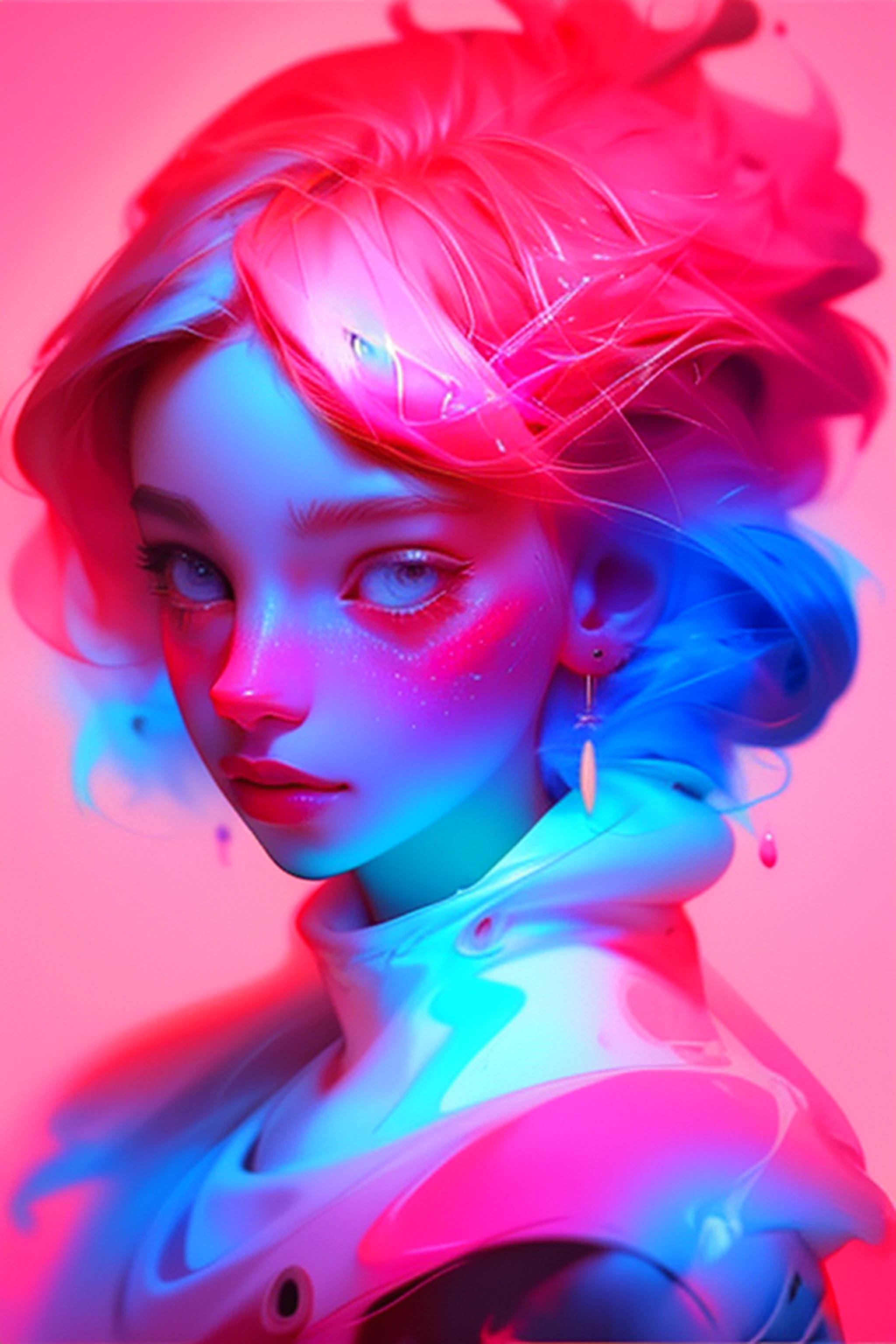 "colorful abstract art of ink forming a woman, white background, romantic lighting, sub-surface scattering, glow, painting art by Alberto Seveso, light colors"
