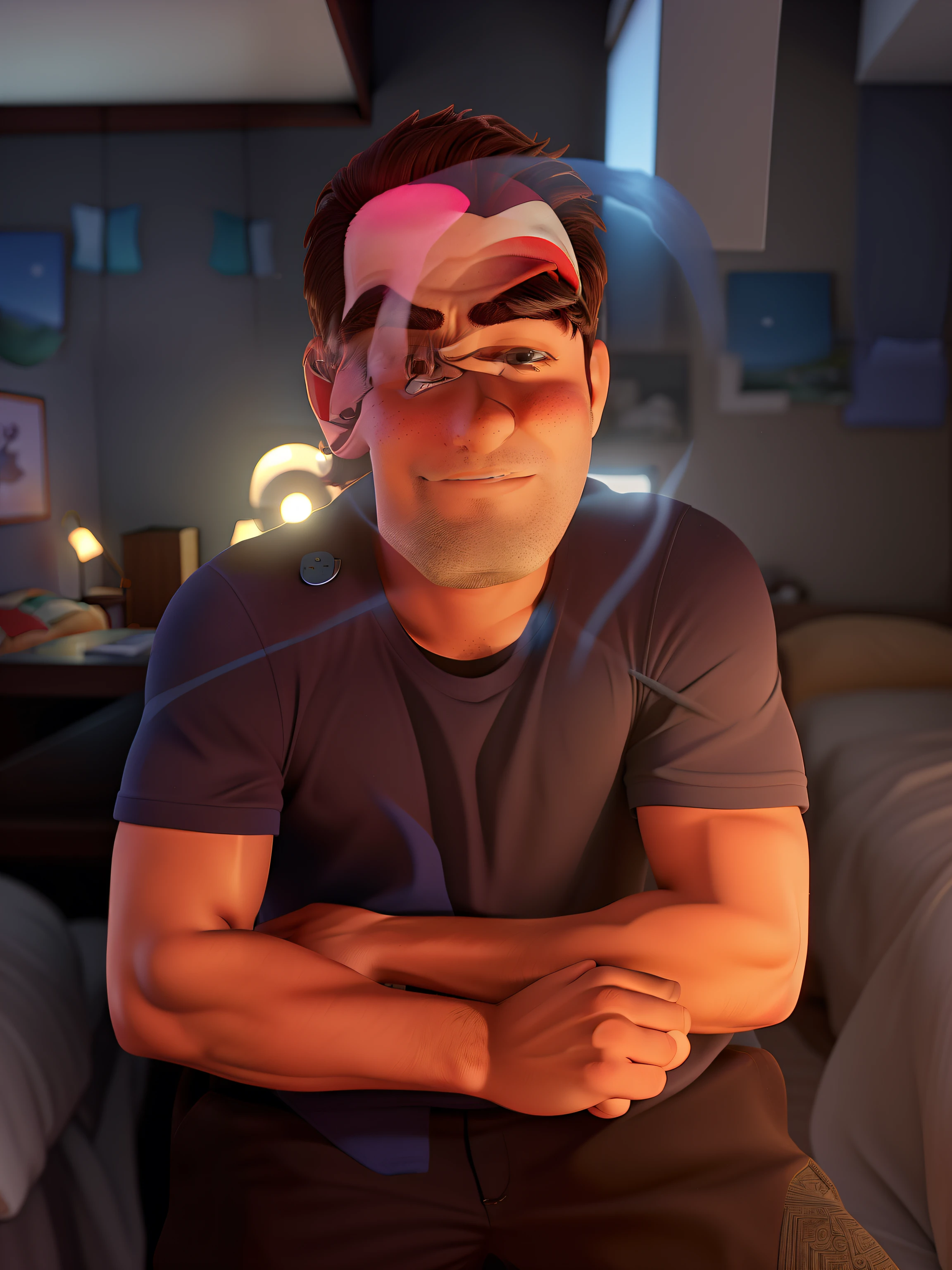 Homem forte no quarto de casa