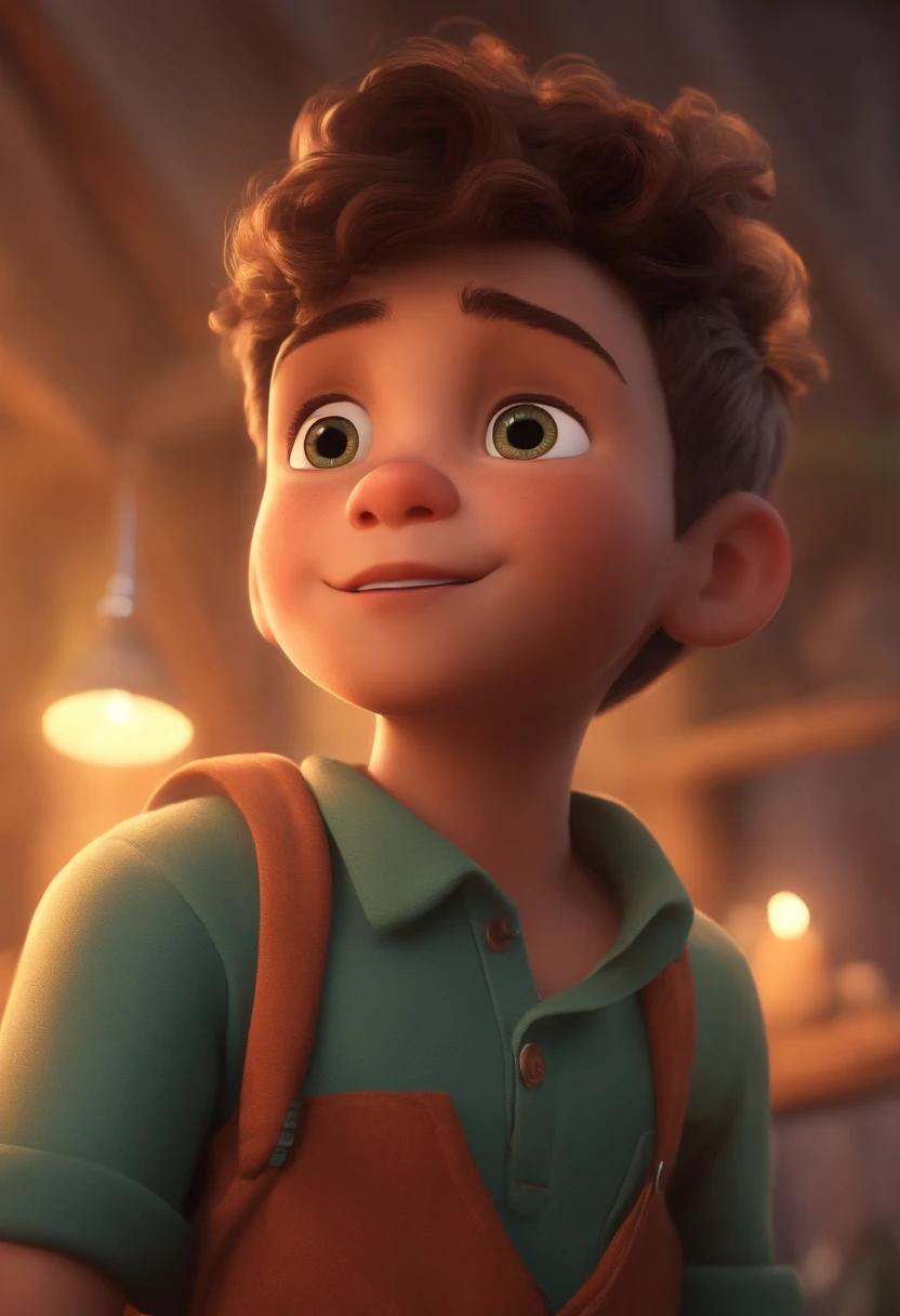 Image of a boy for a story in a YouTube video in Pixar format, He's the allabester, He's the class leader, He's outgoing, Playful and gets up for a lot of things, cabelo curto e moreno