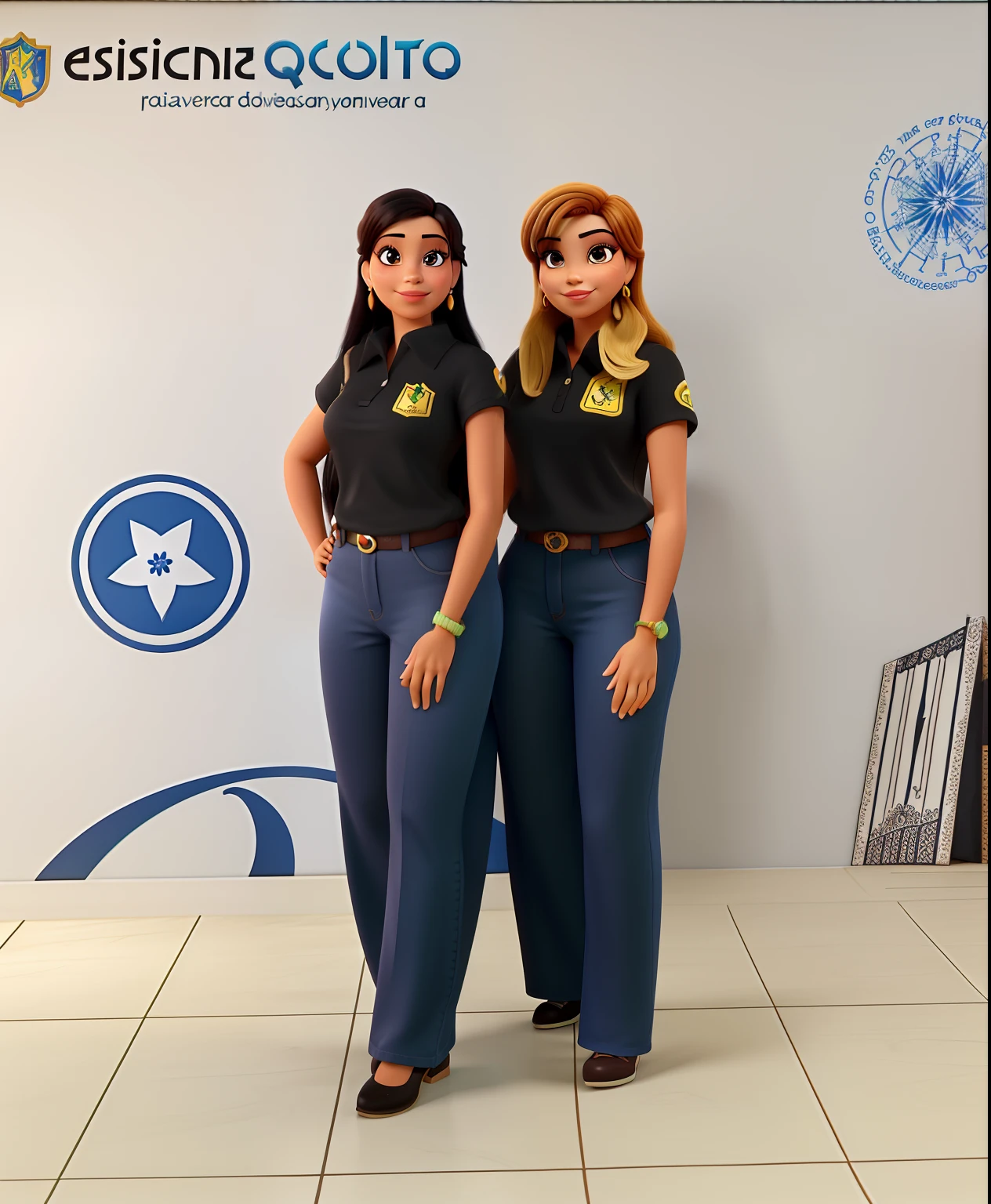 Mulher brasileira morena,  mulher branca e loira,  estilo Disney pixar ,alta qualidade,melhor qualidade