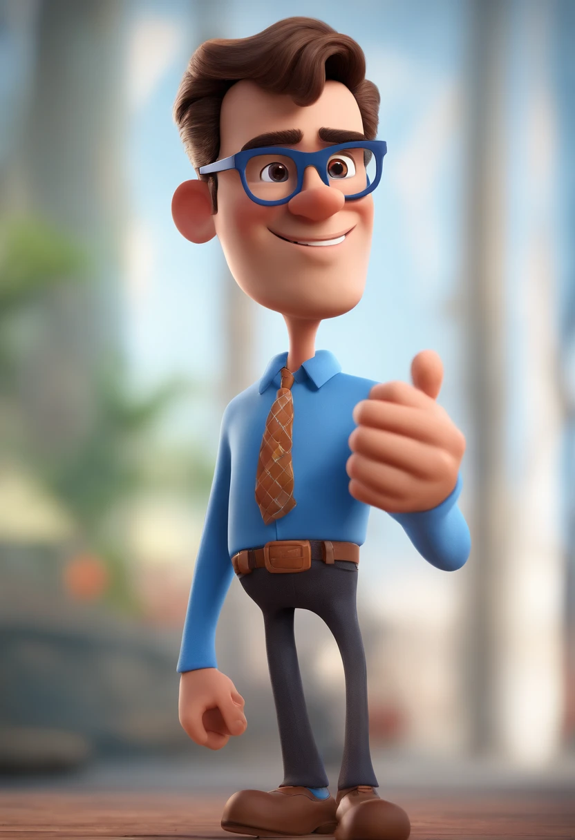 Cartoon character of a man with black glasses and a blue shirt, animation character, Caractere estilizado, animation style rendering, 3D estilizado, Arnold Maya render, 3 d render stylized, toon render keyshot, Personagem 3D, Personagem 3D, 3d rendering stylized, 3 d character render, personagem de desenho animado, Personagem de close up, Pose de personagem,  (Estilo Pixar) (master part:1.2) (Bokeh) (best quality) (pele detalhada) (textura detalhada) (8k) (argila) (Cinematic lighting) (foco nítido