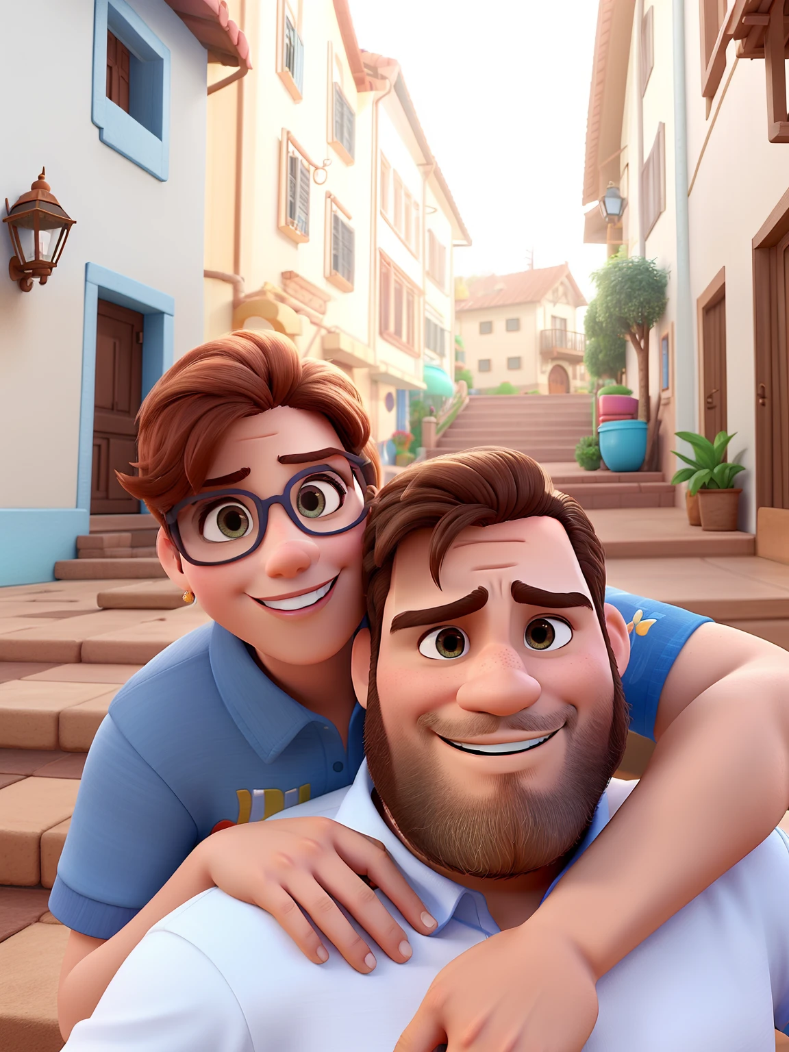 casal homem e mulher no estilo Disney Pixar, alta qualidade, melhor qualidade