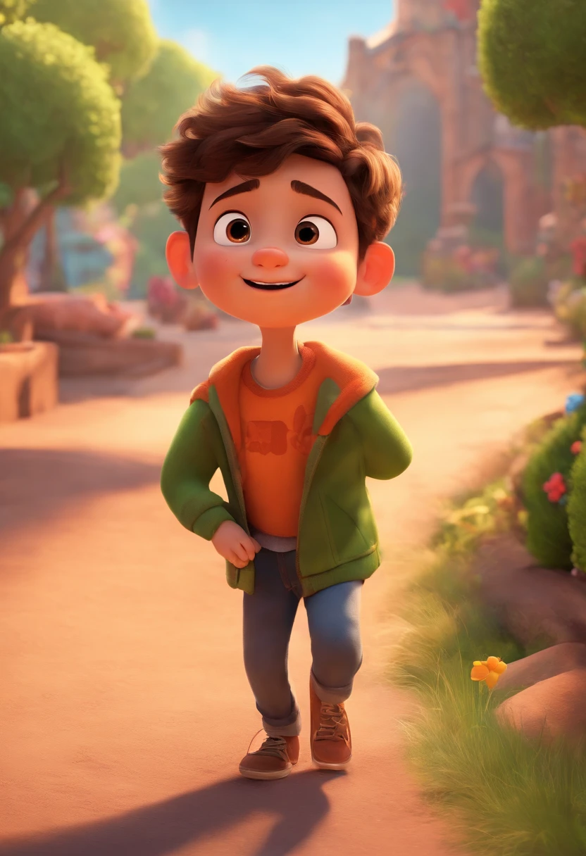 Image of a boy for a story in a YouTube video in Pixar format, He's the little allabester, He's the class leader, He's outgoing, Playful and gets up for a lot of things