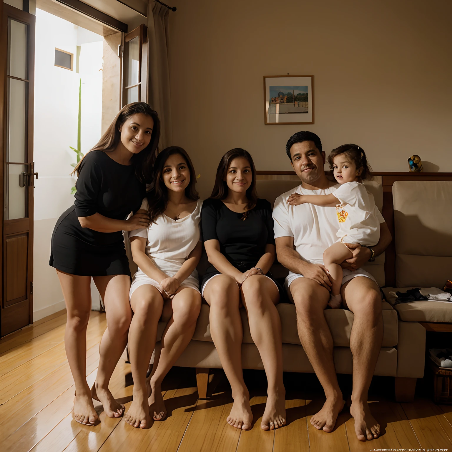 Uma imagem de uma familia de 4 pessoas, pai, mami, filho e filha