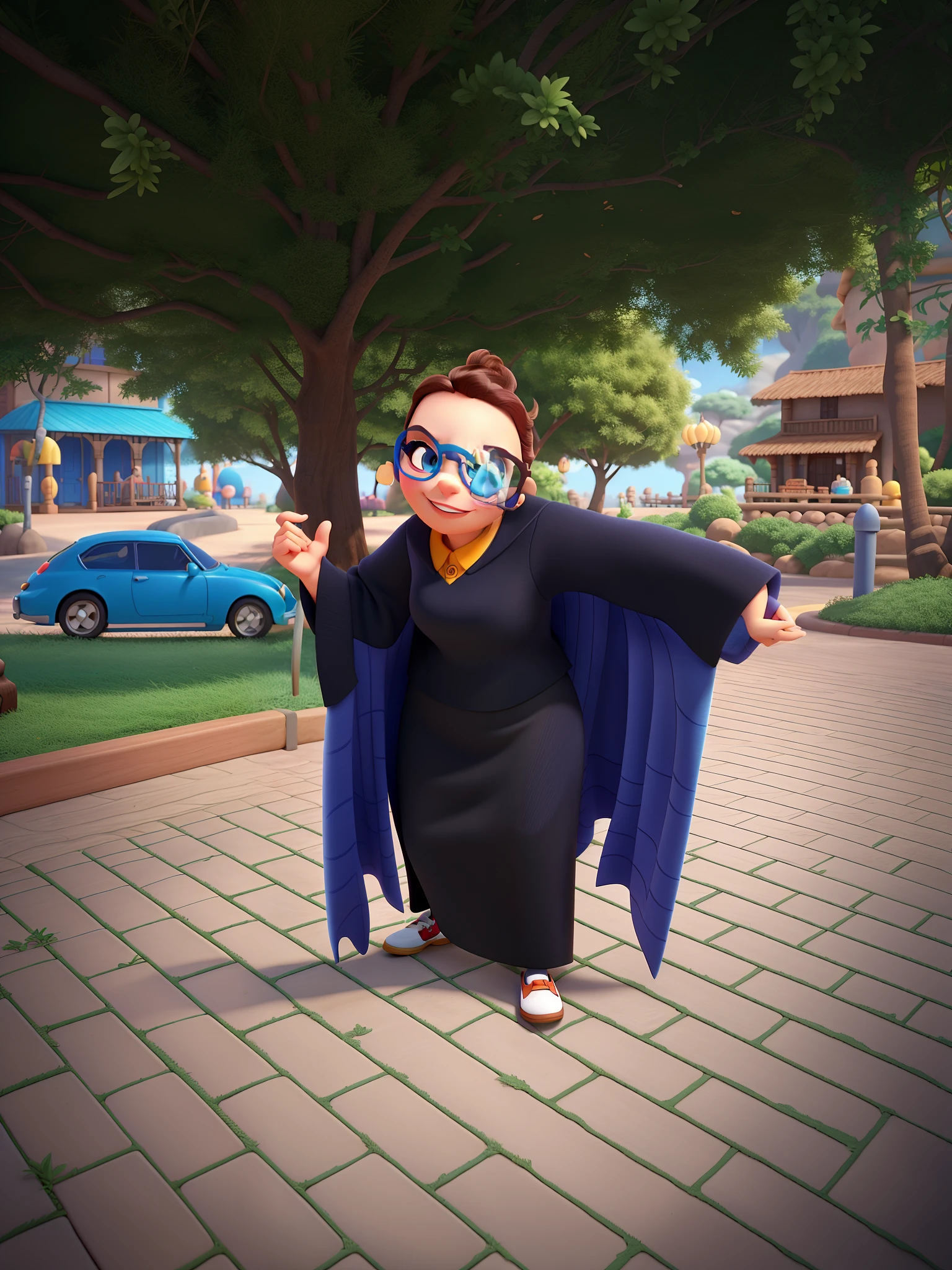 poster no estilo disney pixar, uma mulher branca de oculos de sol, estilo disney pixar, alta qualidade, melhor qualidade