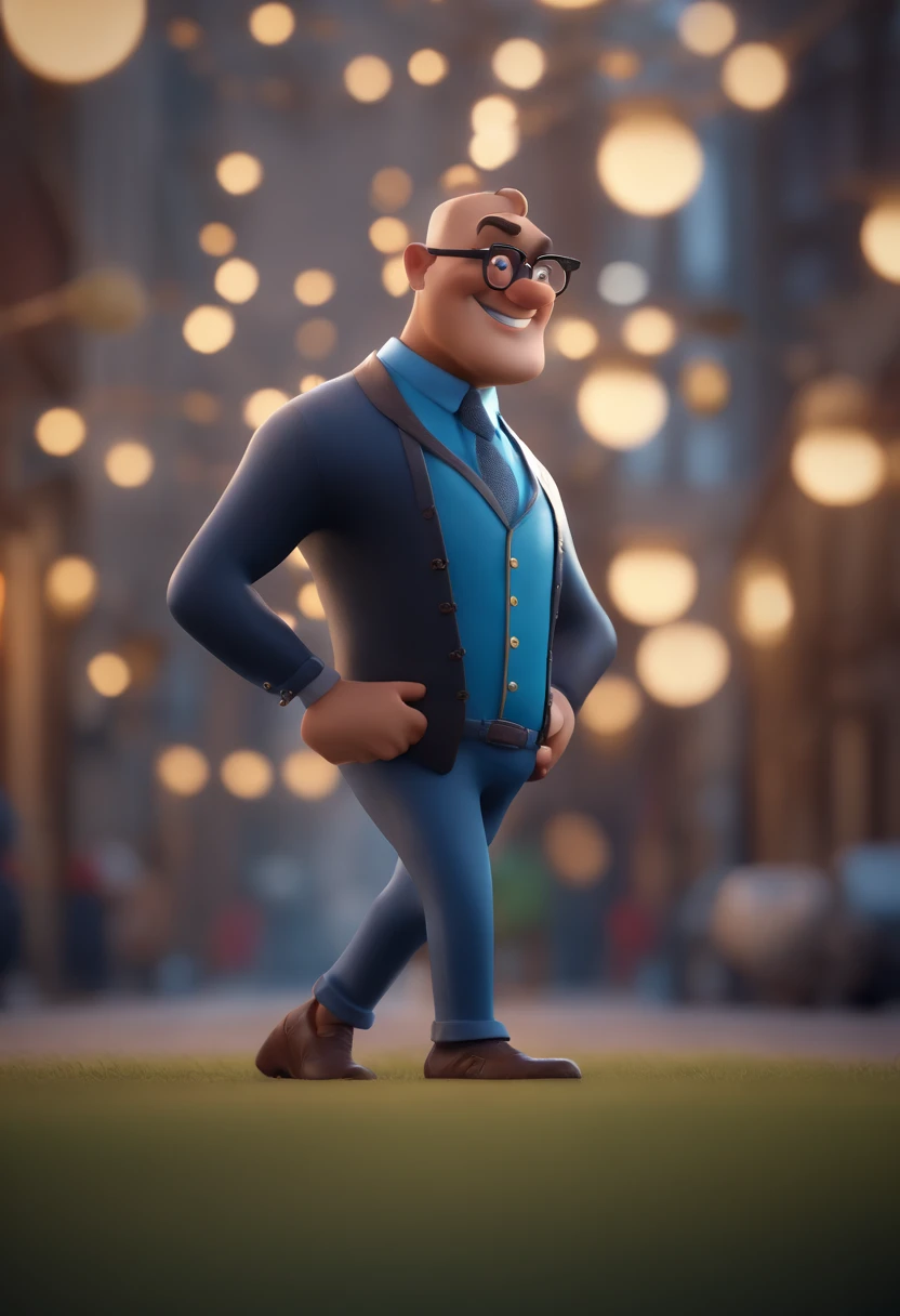 Cartoon character of a man with black glasses and a blue shirt, animation character, Caractere estilizado, animation style rendering, 3D estilizado, Arnold Maya render, 3 d render stylized, toon render keyshot, Personagem 3D, Personagem 3D, 3d rendering stylized, 3 d character render, personagem de desenho animado, Personagem de close up, Pose de personagem, (Estilo Pixar) (master part:1.2) (Bokeh) (best quality) (pele detalhada) (textura detalhada) (8k) (argila) (Cinematic lighting) (foco nítido