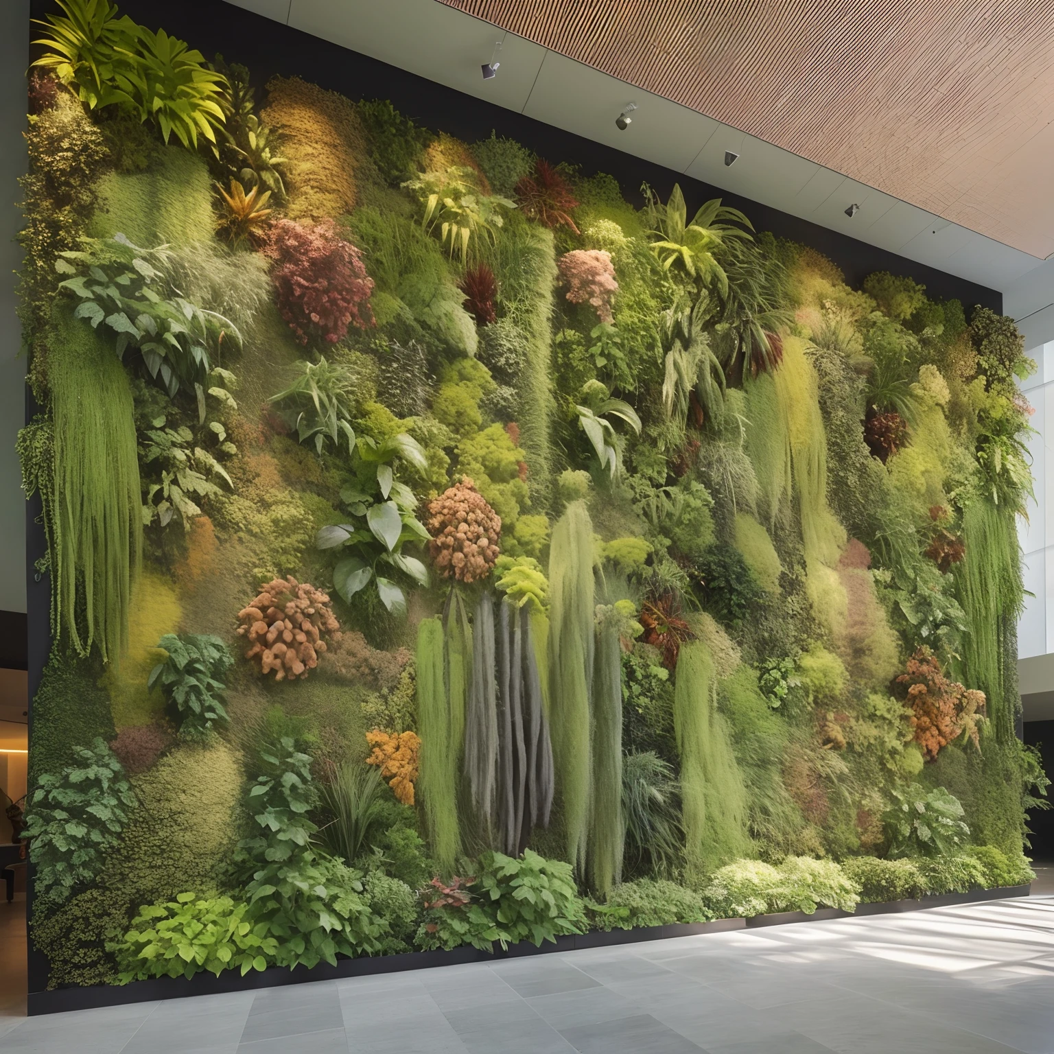 parede arafed de plantas e plantas crescendo em uma parede, parede de planta verdejante, Jardins verticais, Plantas verdejantes parede verde, parede verde, arquitetura vegetal, high quality architectural art, cheio de plantas e habitats, obra-prima obra de arte, paredes verdes, arte da natureza, adornado com todo o tipo de plantas, arte ambiental, plantas bonitas detalhadas