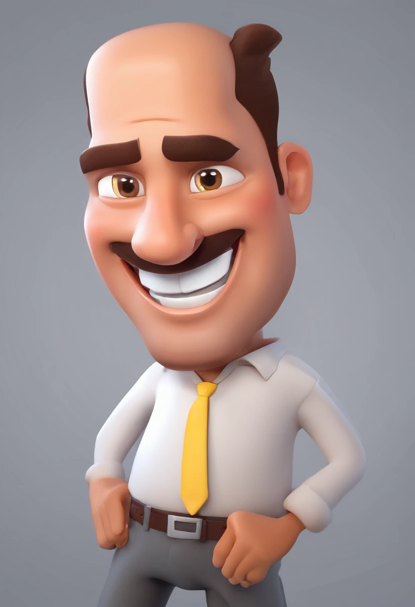 Smiling Man Illustration, sorriso insano, Homem de pele marrom com um sorriso gigante, happily smiling at the camera, sorriso atrevido, he's smiling, sorriso muito grande, Macho sorridente, foto de perfil headshot, rindo sorriso enorme, desenhando no estilo de Arte 3D, c4d, fundo de cor branco puro, estilo disney, estilo pixar render ilustracao Super Detalhe, 8k
