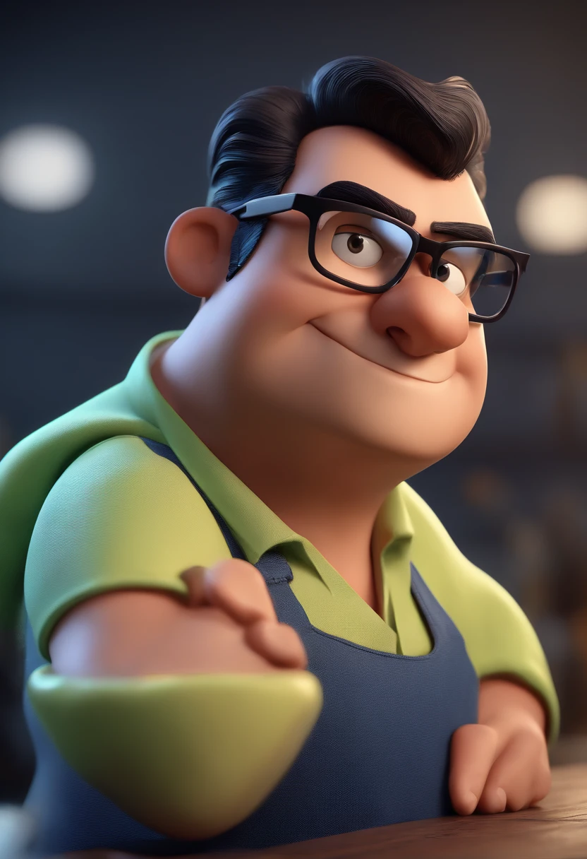 Cartoon character of a man with black glasses and a blue shirt, animation character, Caractere estilizado, animation style rendering, 3D estilizado, Arnold Maya render, 3 d render stylized, toon render keyshot, Personagem 3D, Personagem 3D, 3d rendering stylized, 3 d character render, personagem de desenho animado, Personagem de close up, Pose de personagem, (Estilo Pixar) (master part:1.2) (Bokeh) (best quality) (pele detalhada) (textura detalhada) (8k) (argila) (Cinematic lighting) (foco nítido