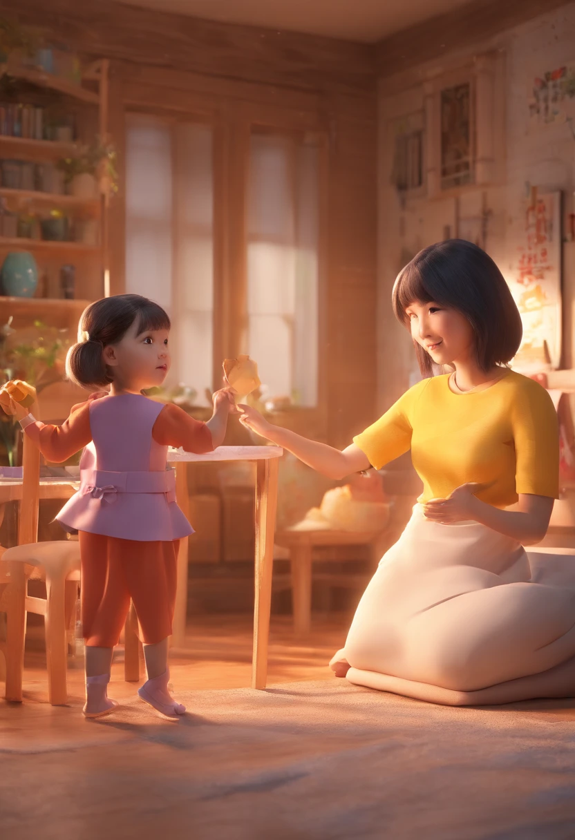 19Year old woman, Being smacked on the ass harshly by his father, midnight, in a house, shout, midnight, masterpiece, Realistic, Korea person, Well-formed look, hightquality, Clean clothes, slender body, A woman is rolled up her skirt by her father
