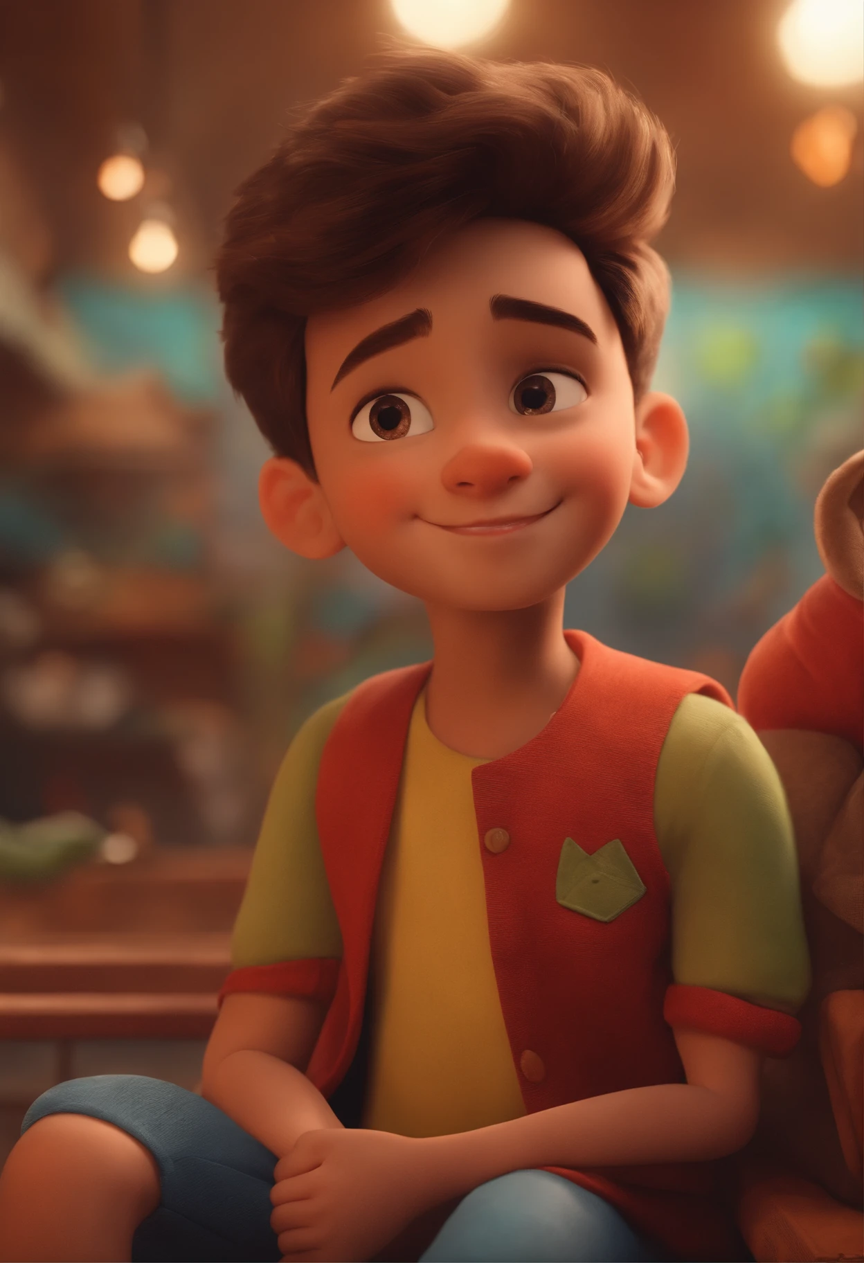 Image of a boy for a story in a YouTube video in Pixar format, he's Peter, He's the class leader, He's outgoing, Playful and gets up for a lot of things. Tenho a foto dele. Como adiciono?