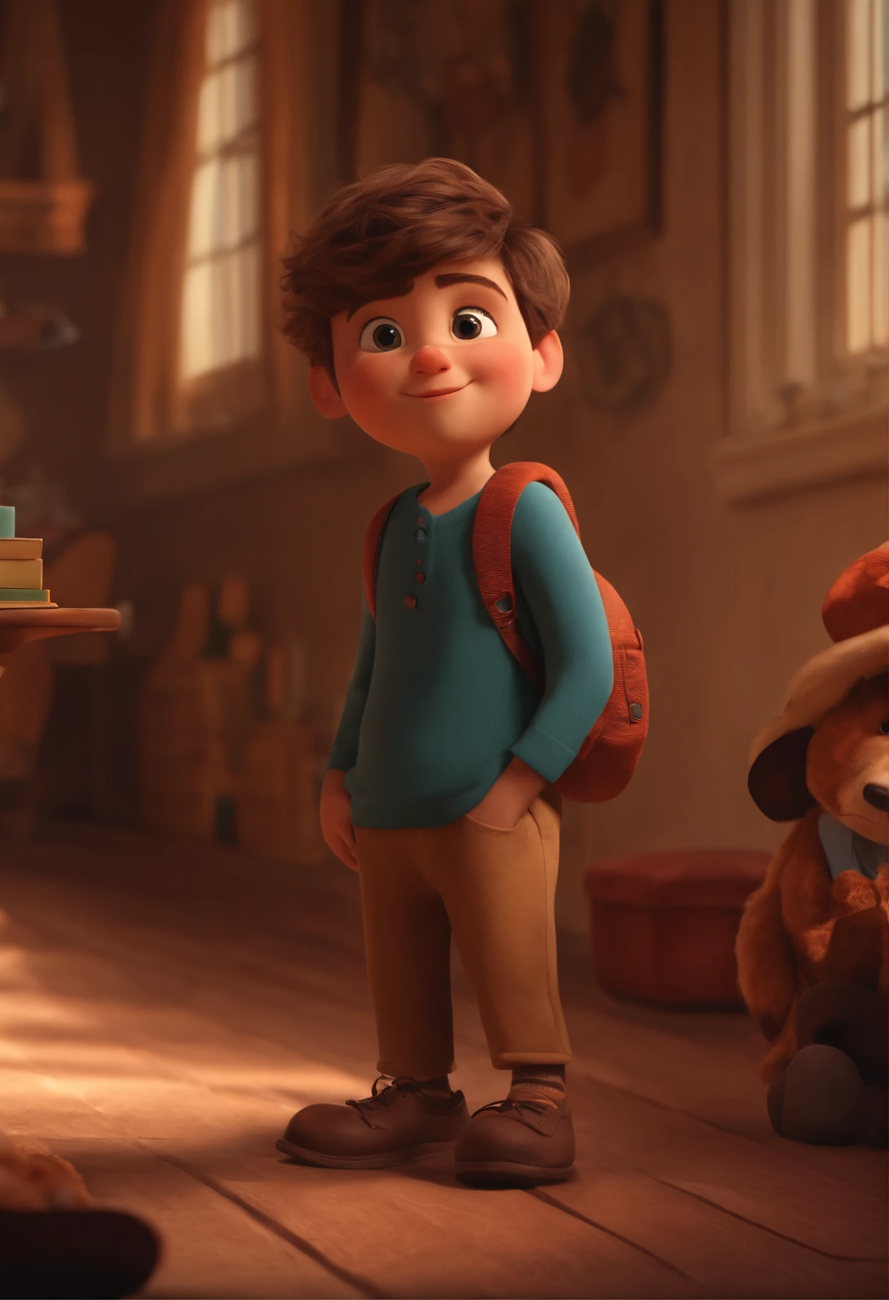 Image of a boy for a story in a YouTube video in Pixar format, he's Peter, He's the class leader, He's outgoing, Playful and gets up for a lot of things. Tenho a foto dele. Como adiciono?
