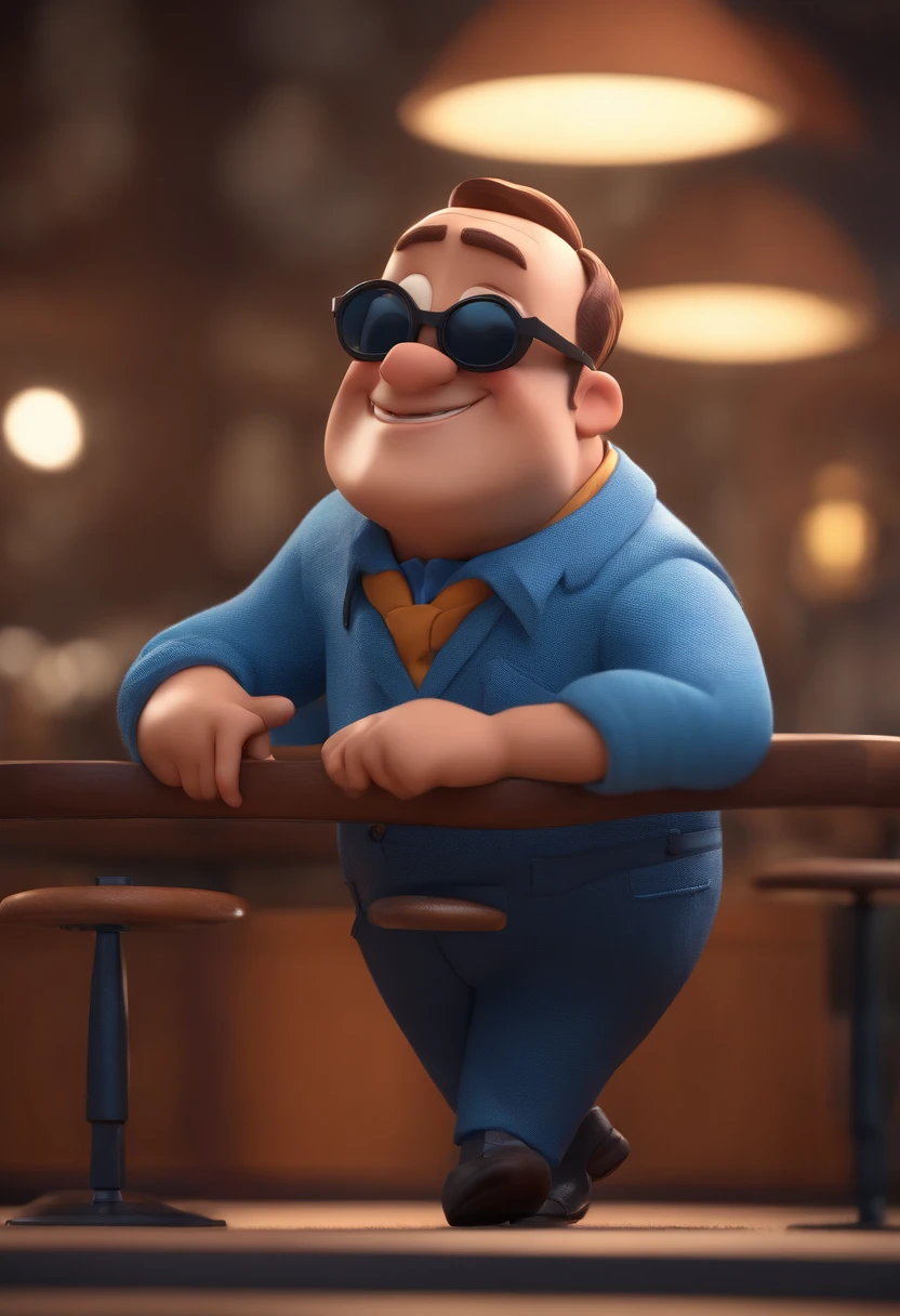 Cartoon character of a man with black glasses and a blue shirt, animation character, Caractere estilizado, animation style rendering, 3D estilizado, Arnold Maya render, 3 d render stylized, toon render keyshot, Personagem 3D, Personagem 3D, 3d rendering stylized, 3 d character render, personagem de desenho animado, Personagem de close up, Pose de personagem,  (Estilo Pixar) (master part:1.2) (Bokeh) (best quality) (pele detalhada) (textura detalhada) (8k) (argila) (Cinematic lighting) (foco nítido