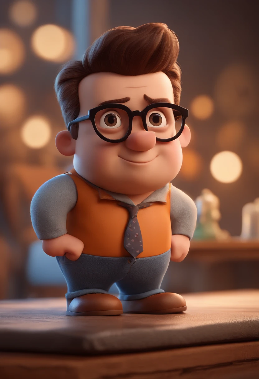 Cartoon character of a man with black glasses and a blue shirt, animation character, Caractere estilizado, animation style rendering, 3D estilizado, Arnold Maya render, 3 d render stylized, toon render keyshot, Personagem 3D, Personagem 3D, 3d rendering stylized, 3 d character render, personagem de desenho animado, Personagem de close up, Pose de personagem,  (Estilo Pixar) (master part:1.2) (Bokeh) (best quality) (pele detalhada) (textura detalhada) (8k) (argila) (Cinematic lighting) (foco nítido