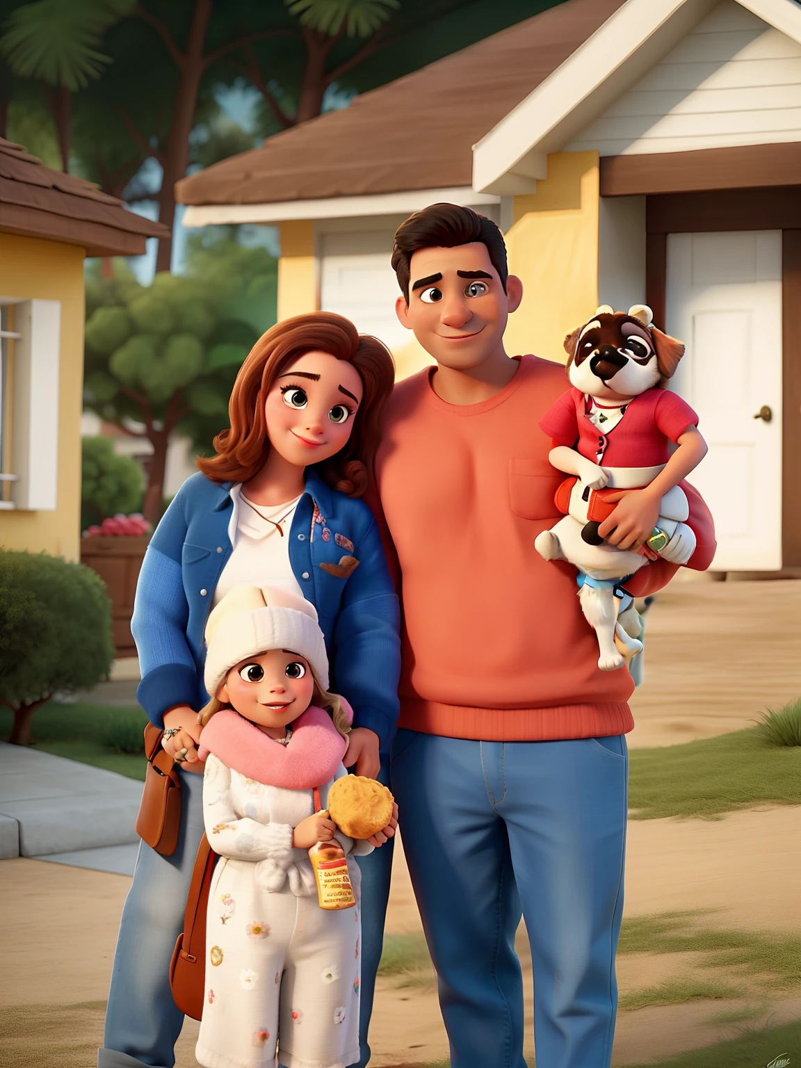 There's a man and a woman and a child with a dog, imagem de perfil, Happy family, segurando um pug para uma foto, Directed by: Fernando Gerassi, Directed by: Nandor Soldier, Directed by: Caro Niederer, Directed by: Giorgio Cavallon, family portrait, Directed by: Silvia Pelissero, Directed by: Olivia Peguero, Directed by: Edward Avedisian, with dogs, Create Disney Pixar Style Poster