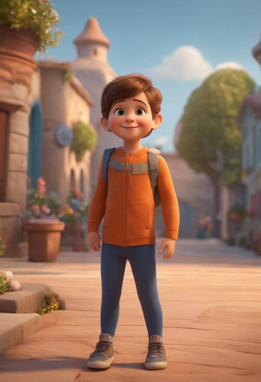 a happy cute ??? standing short hair, vestindo uma fantasia espacial, , fundo branco, barnet, Tom, Estilo Pixar, ....3d, desenhos animados, rosto detalhado, asymmetrical 16k