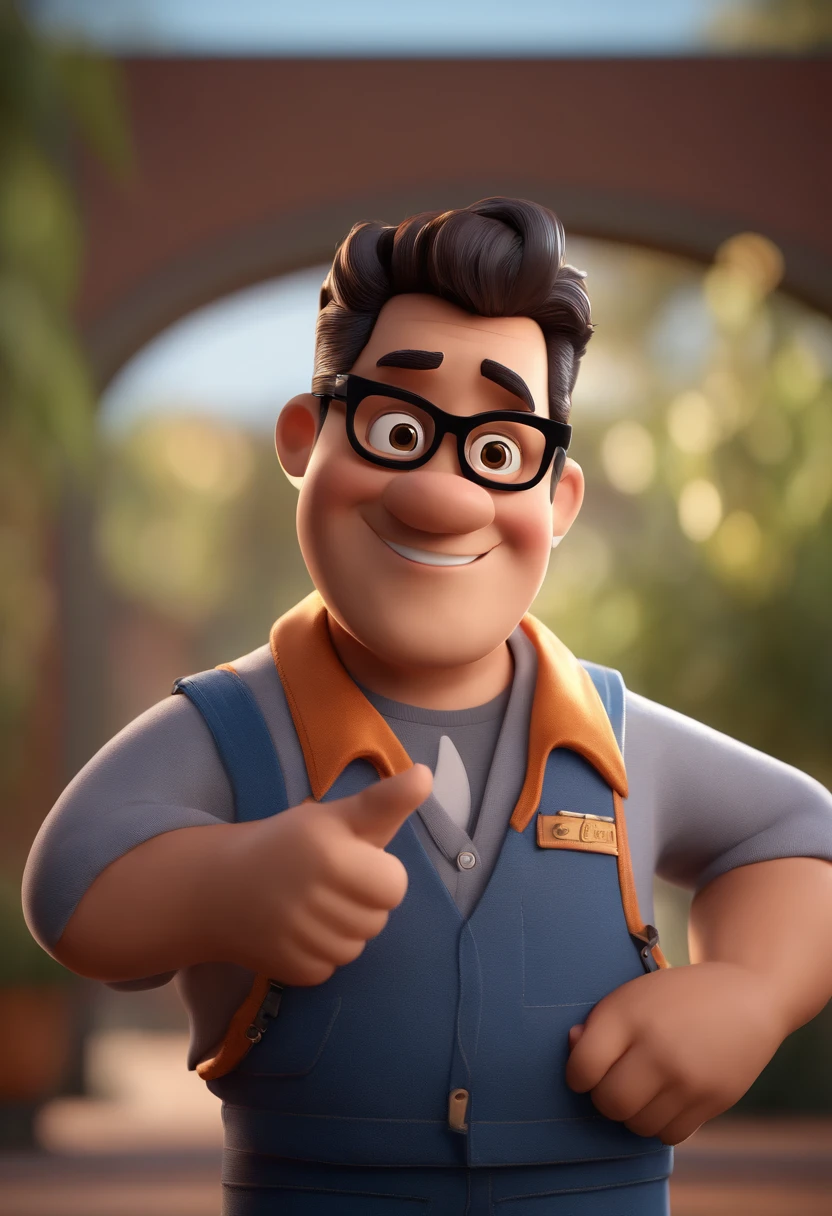 Cartoon character of a man with black glasses and a blue shirt, animation character, Caractere estilizado, animation style rendering, 3D estilizado, Arnold Maya render, 3 d render stylized, toon render keyshot, Personagem 3D, Personagem 3D, 3d rendering stylized, 3 d character render, personagem de desenho animado, Personagem de close up, Pose de personagem, (Estilo Pixar) (master part:1.2) (Bokeh) (best quality) (pele detalhada) (textura detalhada) (8k) (argila) (Cinematic lighting) (foco nítido