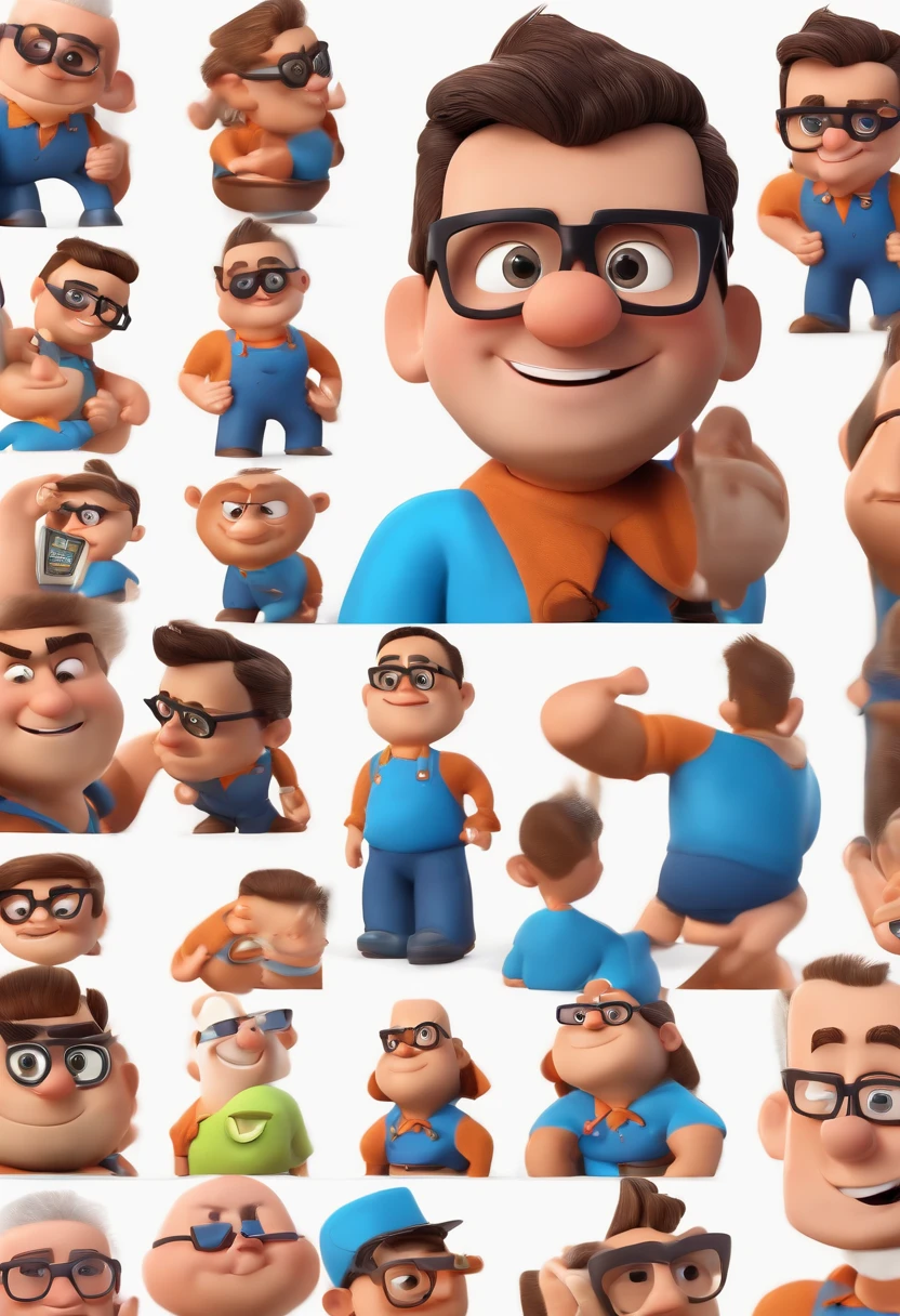 Cartoon character of a man with black glasses and a blue shirt, animation character, Caractere estilizado, animation style rendering, 3D estilizado, Arnold Maya render, 3 d render stylized, toon render keyshot, Personagem 3D, Personagem 3D, 3d rendering stylized, 3 d character render, personagem de desenho animado, Personagem de close up, Pose de personagem, (Estilo Pixar) (master part:1.2) (Bokeh) (best quality) (pele detalhada) (textura detalhada) (8k) (argila) (Cinematic lighting) (foco nítido