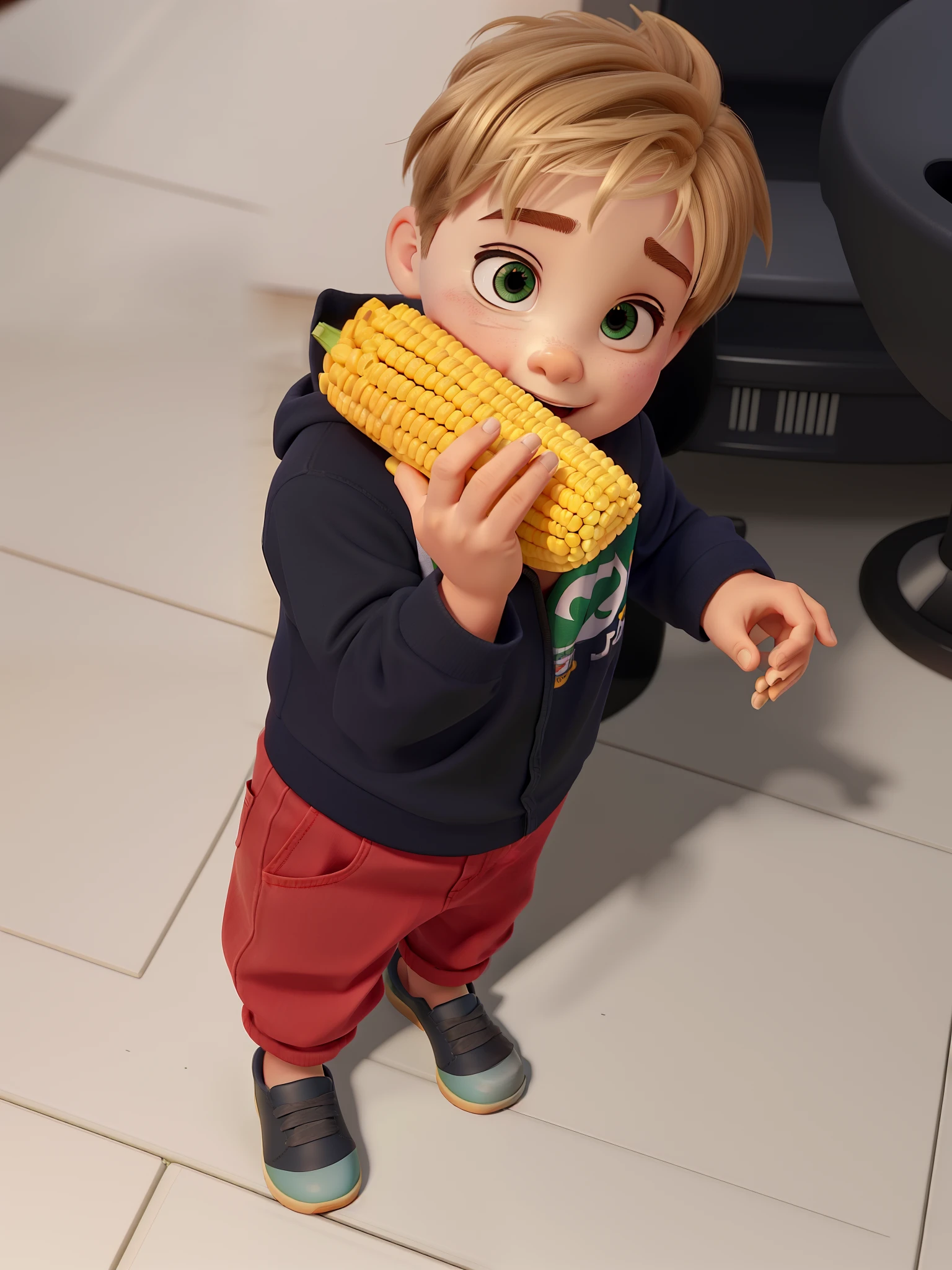 Eating Corn Pixar Style, com a camisa do Palmeiras e imagem com alta qualidade, melhor qualidade
