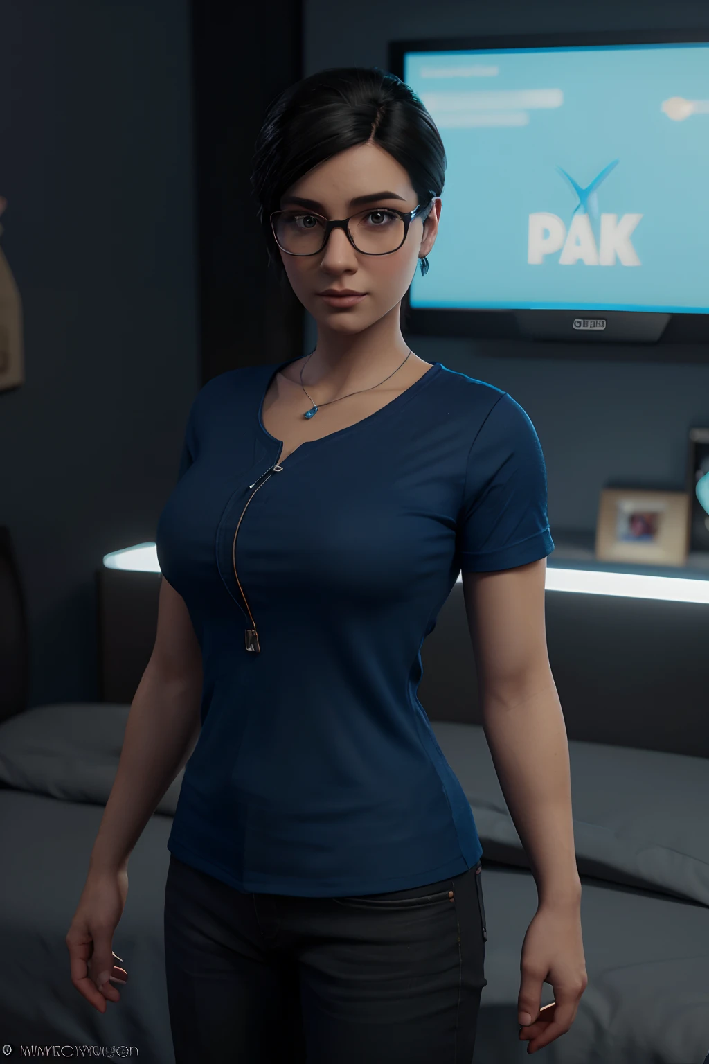 Cartoon character of a man with black glasses and a blue shirt, animation character, Caractere estilizado, animation style rendering, 3D estilizado, Arnold Maya render, 3 d render stylized, toon render keyshot, Personagem 3D, Personagem 3D, 3d rendering stylized, 3 d character render, personagem de desenho animado, Personagem de close up, Pose de personagem, (Estilo Pixar) (master part:1.2) (Bokeh) (best quality) (pele detalhada) (textura detalhada) (8k) (argila) (Cinematic lighting) (foco nítido