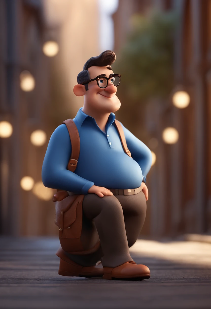 Cartoon character of a man with black glasses and a blue shirt, animation character, Caractere estilizado, animation style rendering, 3D estilizado, Arnold Maya render, 3 d render stylized, toon render keyshot, Personagem 3D, Personagem 3D, 3d rendering stylized, 3 d character render, personagem de desenho animado, Personagem de close up, Pose de personagem,  (Estilo Pixar) (master part:1.2) (Bokeh) (best quality) (pele detalhada) (textura detalhada) (8k) (argila) (Cinematic lighting) (foco nítido