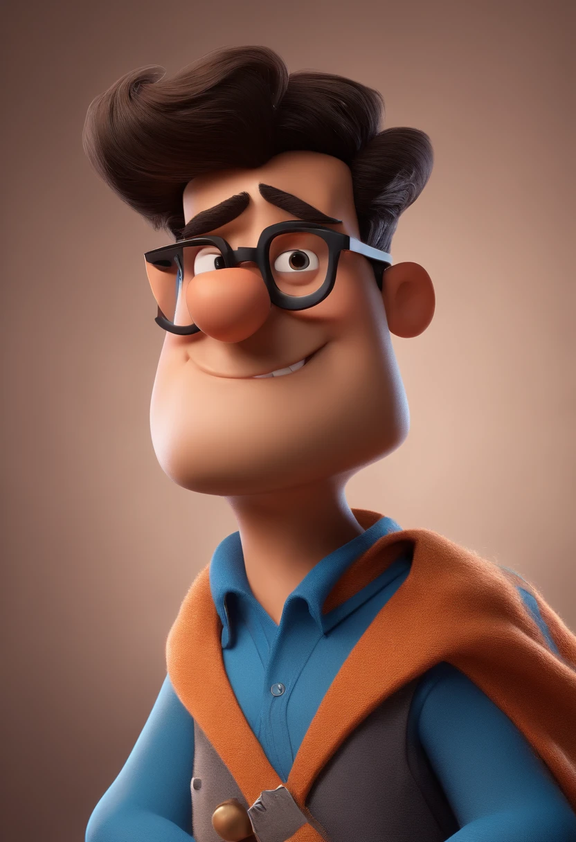 Cartoon character of a man with black glasses and a blue shirt, animation character, Caractere estilizado, animation style rendering, 3D estilizado, Arnold Maya render, 3 d render stylized, toon render keyshot, Personagem 3D, Personagem 3D, 3d rendering stylized, 3 d character render, personagem de desenho animado, Personagem de close up, Pose de personagem, (Estilo Pixar) (master part:1.2) (Bokeh) (best quality) (pele detalhada) (textura detalhada) (8k) (argila) (Cinematic lighting) (foco nítido