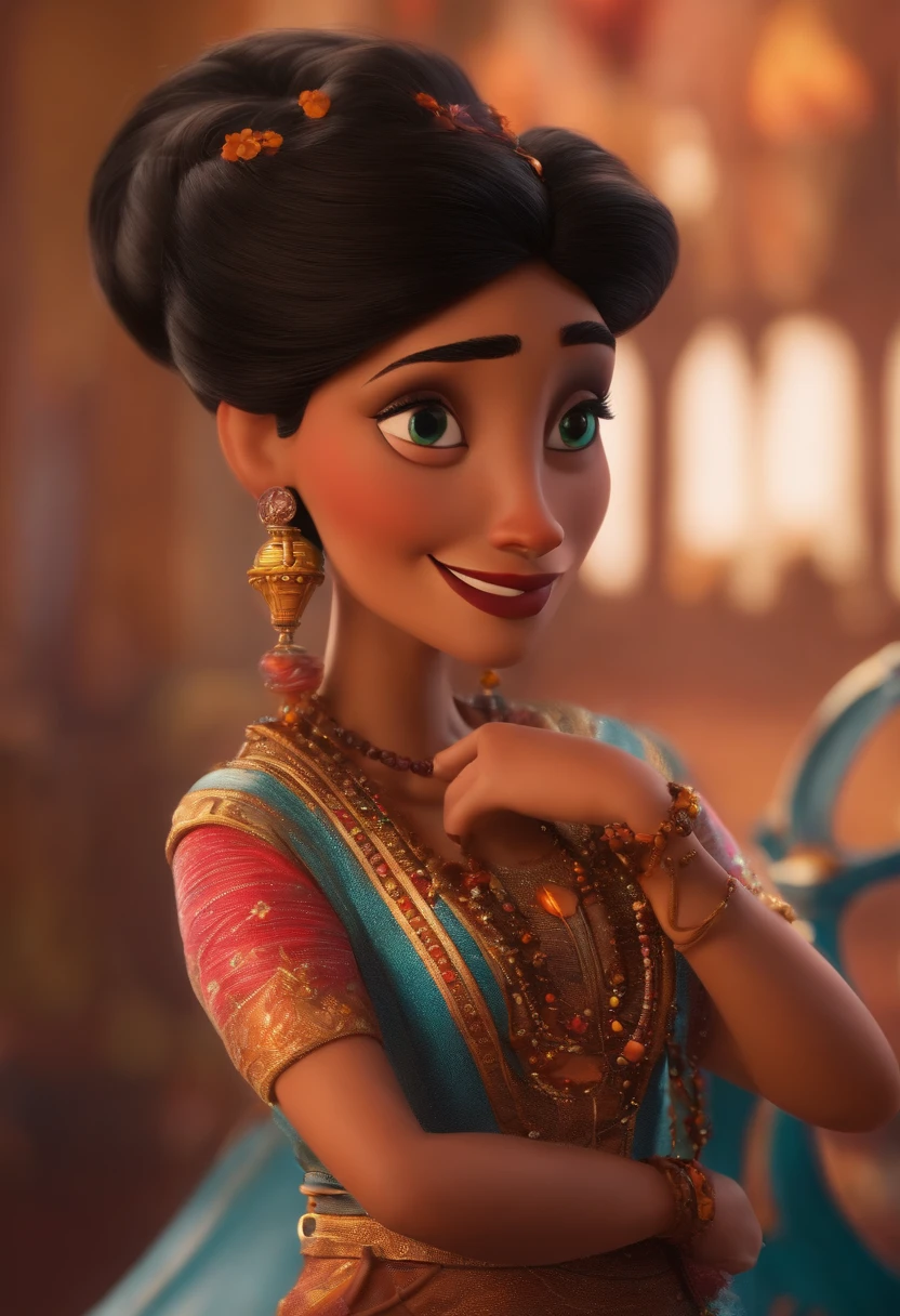 Criar um personagem no estilo pixar dentro de um jaleco. personagem morena
