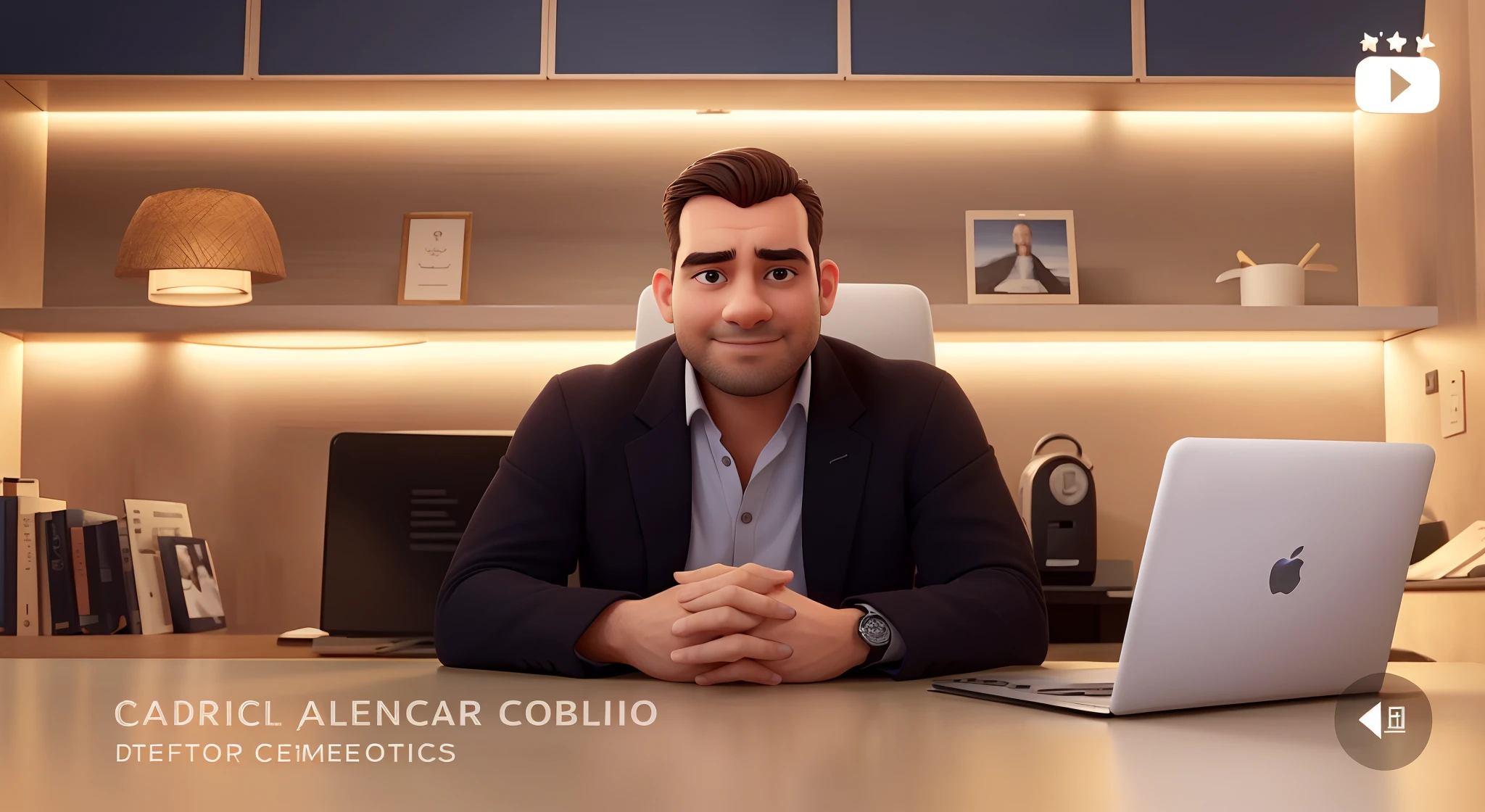 there is a man sitting at a desk with a laptop, Henry Alvim Correa, youtube video screenshot, ceo, by Alejandro Obregón, showcase, valentina remenar, icaro carvalho, professional comercial vibe, camilo gc, by Maximilian Cercha, caio santos, alejandro, by Felipe Seade, trailer