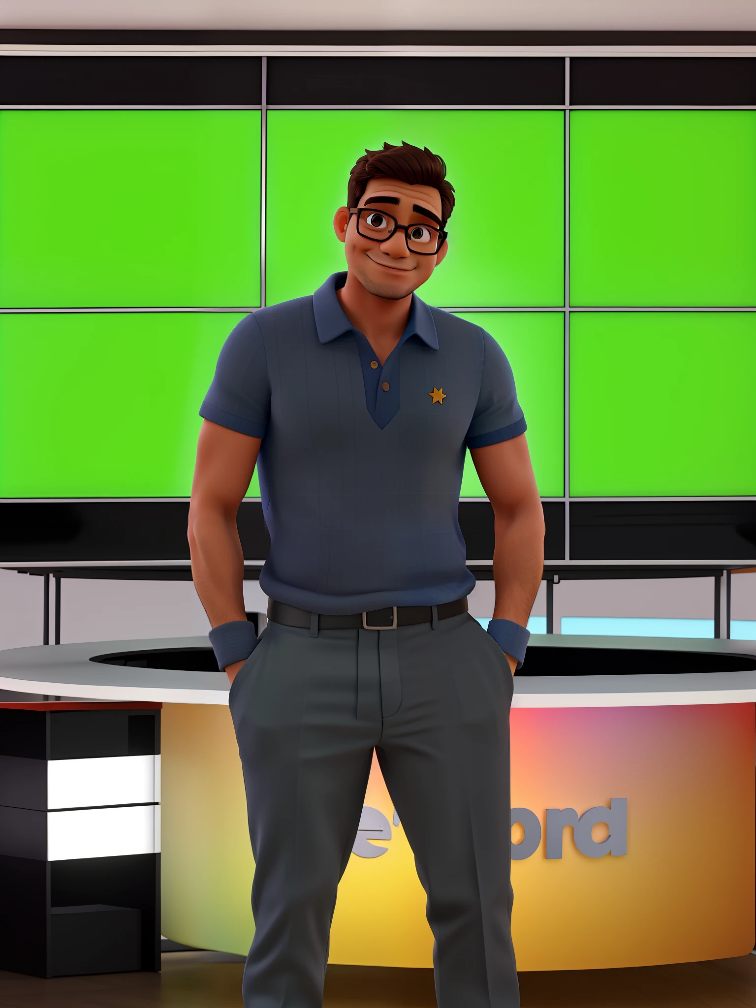 um homem de cor moreno stylo desney pixer alta qualidade,Best quality with glasses