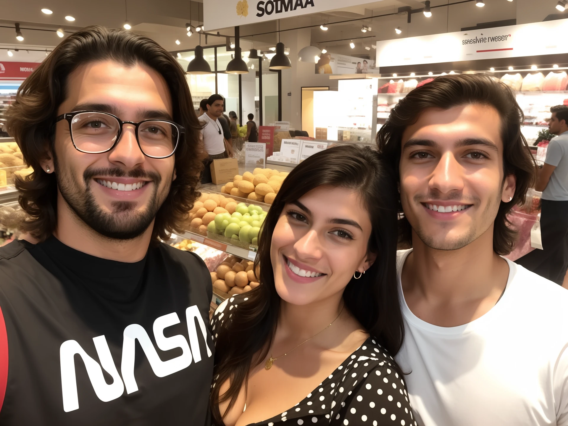 There's three people together in a store with a man, lucas graziano, Directed by: Alexis Grimou, Valentina Embaralhamento, aparecer em um shopping center, julia sarda, Directed by: Nandor Soldier, em um shopping, marido esposa e filho, foto para uma loja, em um shopping, foto do snapchat, ficou em um supermercado, In Sao Paulo