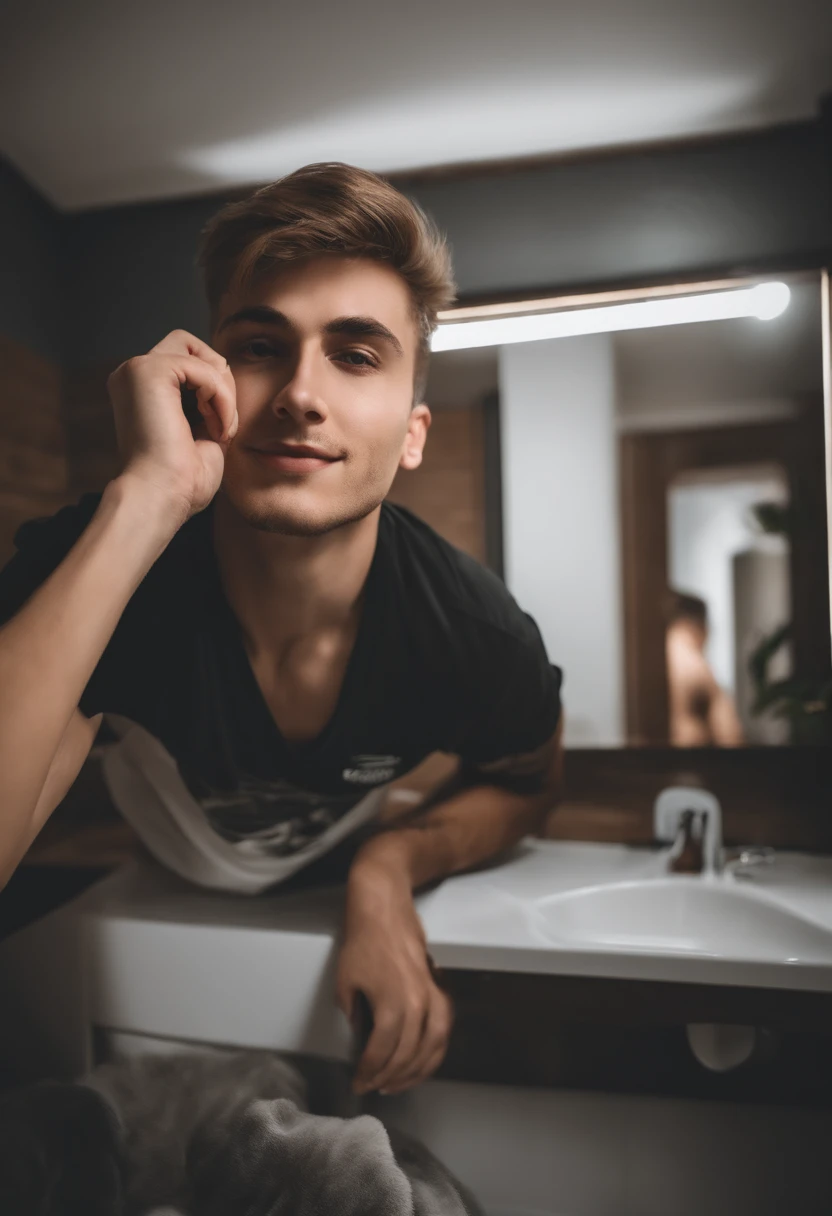 there is a man that is taking a selfie in the bathroom, em torno de 1 9 anos, Michal, Anton Fadeev 8 K, Streamer do Twitch / Jogador Ludwig, Jerma985, Jerma 9 8 5, imagem frontal, Vitaly Bulgarov, Andrei Riabovitchevy, Fotografia selfie 8k