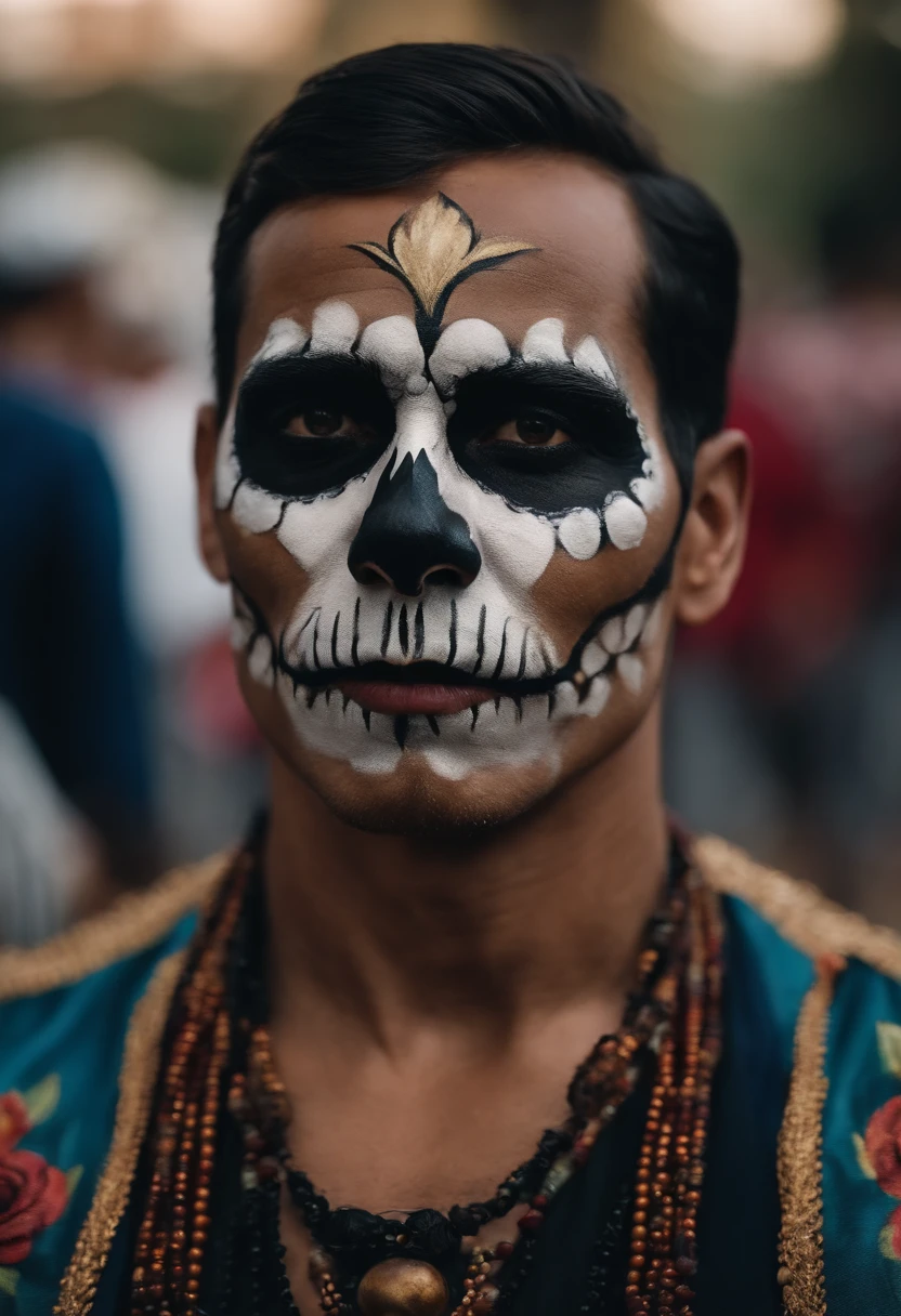 35 Year Old Man Dressed In Skull With Face Paint Looking Impressed Day Of The Dead Crowd In Mexico Oaxaca City
