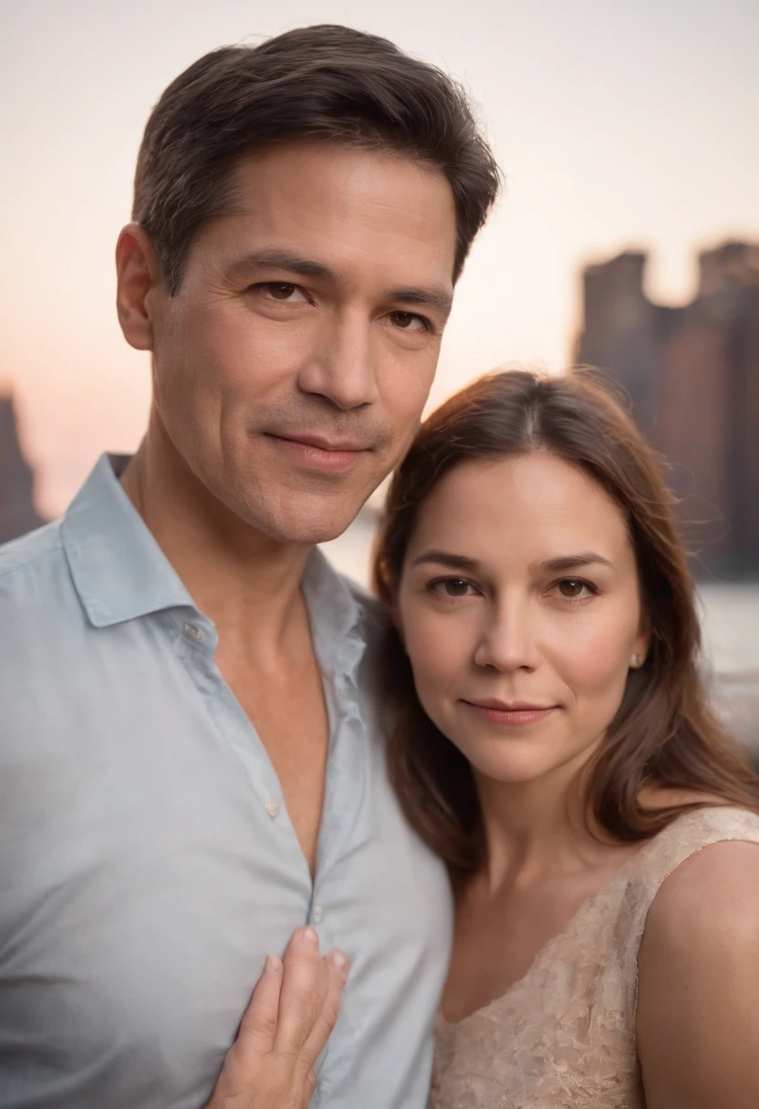 Um pai de 45 anos com sua esposa de 41 anos e sua filha de em Nova York