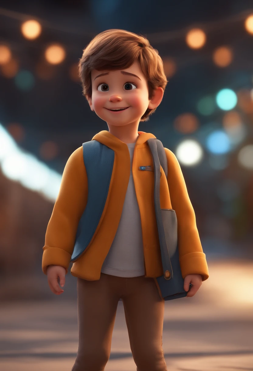 a happy cute standing short hair, vestindo uma fantasia espacial, , fundo branco, barnet, Tom, Estilo Pixar, ....3d, desenhos animados, rosto detalhado, asymmetrical 16k
