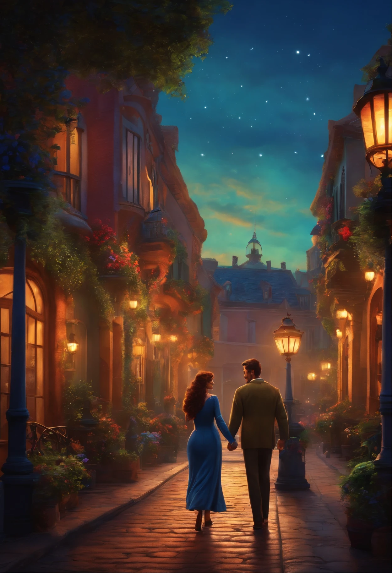 A couple in great quality and definition in the style of Disney pixar