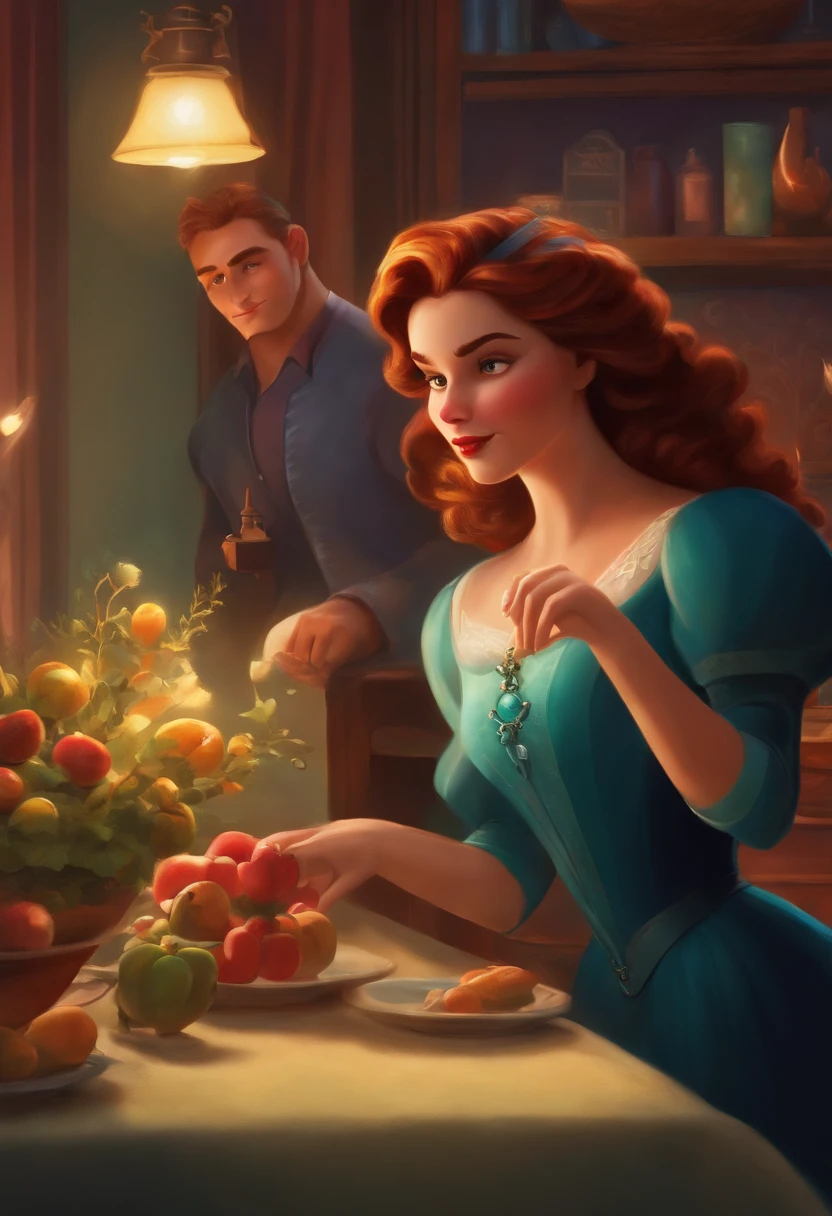 A couple in great quality and definition in the style of Disney pixar