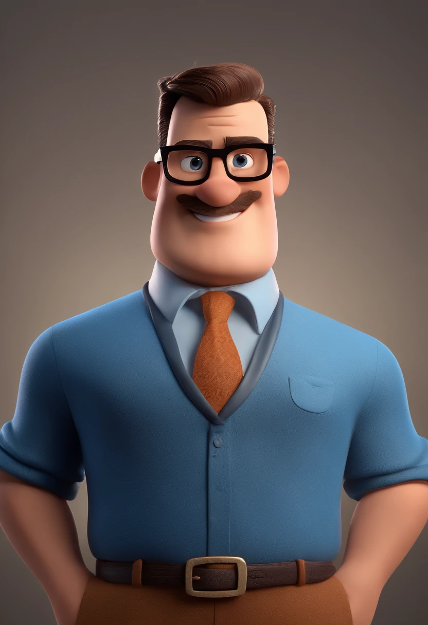 Cartoon character of a man with black glasses and a blue shirt, animation character, Caractere estilizado, animation style rendering, 3D estilizado, Arnold Maya render, 3 d render stylized, toon render keyshot, Personagem 3D, Personagem 3D, 3d rendering stylized, 3 d character render, personagem de desenho animado, Personagem de close up, Pose de personagem, (Estilo Pixar) (master part:1.2) (Bokeh) (best quality) (pele detalhada) (textura detalhada) (8k) (argila) (Cinematic lighting) (foco nítido
