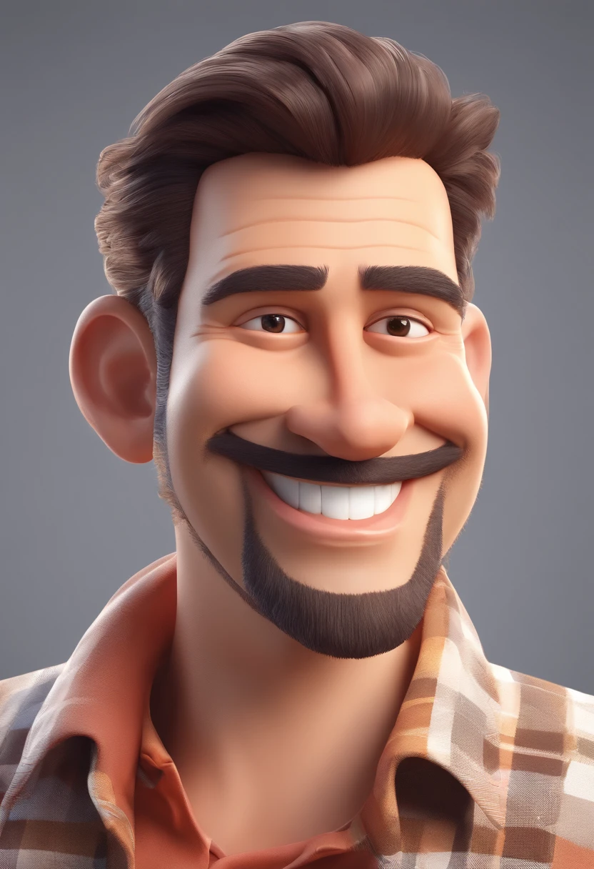 Smiling Man Illustration, sorriso insano, Homem de pele marrom com um sorriso gigante, happily smiling at the camera, sorriso atrevido, he's smiling, sorriso muito grande, Macho sorridente, foto de perfil headshot, rindo sorriso enorme, desenhando no estilo de Arte 3D, c4d, fundo de cor branco puro, estilo disney, estilo pixar render ilustracao Super Detalhe, 8k