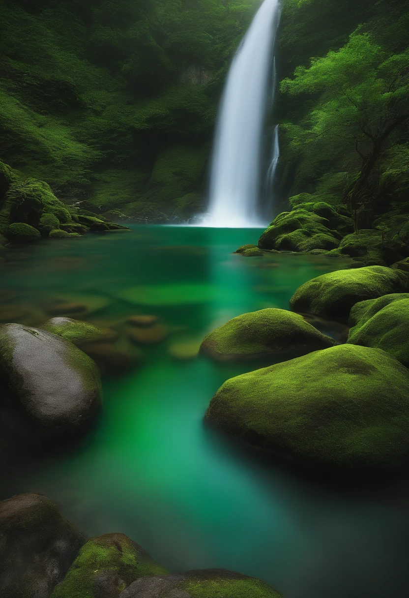 fantasia, cabelos longos, garota, olhos grandes, Green Mountains and Green Water,