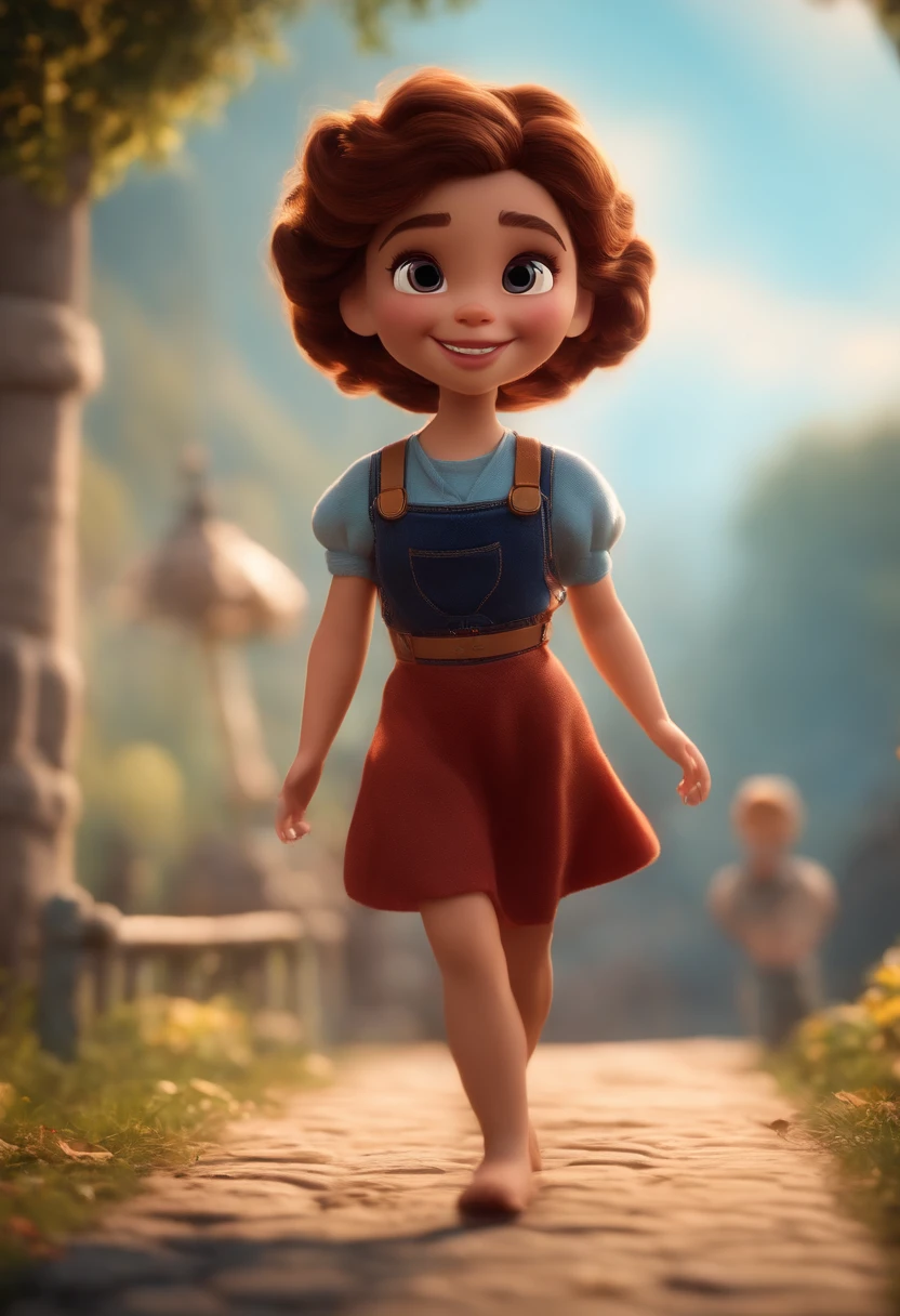 menina disney style, Chibi, corpo inteiro, fofo, sorridente, Motor irreal, circunstanciado, Ultra High Definition, 8k