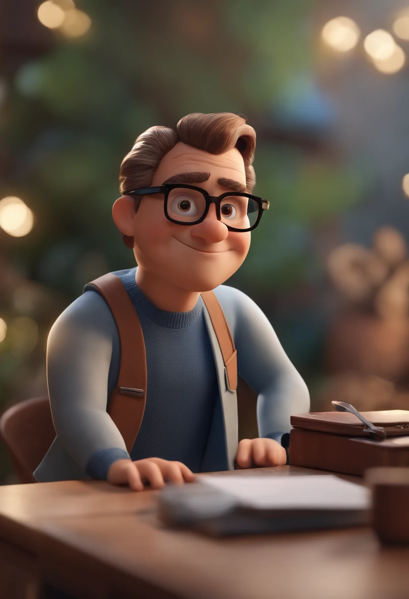 Cartoon character of a man with black glasses and a blue shirt, animation character, Caractere estilizado, animation style rendering, 3D estilizado, Arnold Maya render, 3 d render stylized, toon render keyshot, Personagem 3D, Personagem 3D, 3d rendering stylized, 3 d character render, personagem de desenho animado, Personagem de close up, Pose de personagem, (Estilo Pixar) (master part:1.2) (Bokeh) (best quality) (pele detalhada) (textura detalhada) (8k) (argila) (Cinematic lighting) (foco nítido