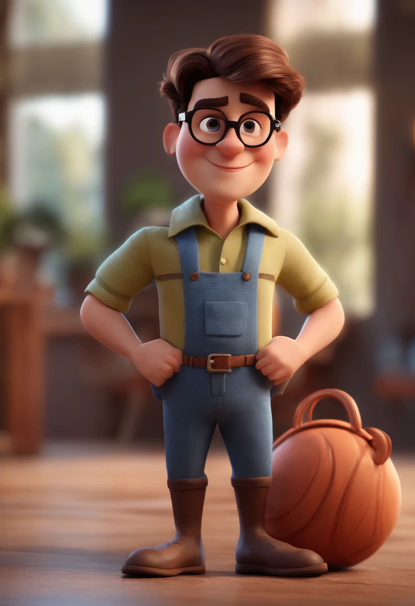 Cartoon character of a man with black glasses and a blue shirt, animation character, Caractere estilizado, animation style rendering, 3D estilizado, Arnold Maya render, 3 d render stylized, toon render keyshot, Personagem 3D, Personagem 3D, 3d rendering stylized, 3 d character render, personagem de desenho animado, Personagem de close up, Pose de personagem, (Estilo Pixar) (master part:1.2) (Bokeh) (best quality) (pele detalhada) (textura detalhada) (8k) (argila) (Cinematic lighting) (foco nítido