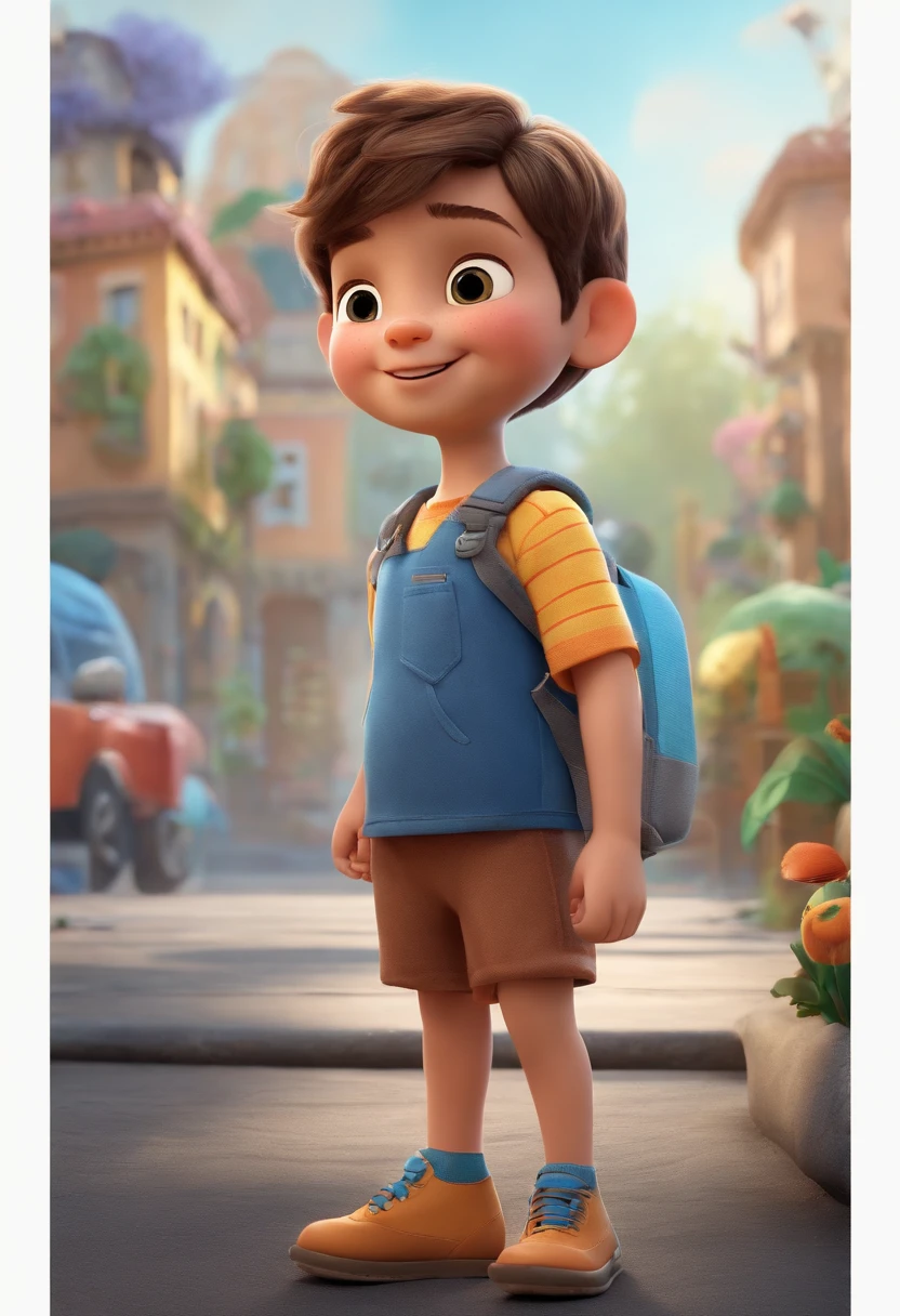 a happy cute ??? standing short hair, vestindo uma fantasia espacial, , fundo branco, barnet, Tom, Estilo Pixar, ....3d, desenhos animados, rosto detalhado, asymmetrical 16k