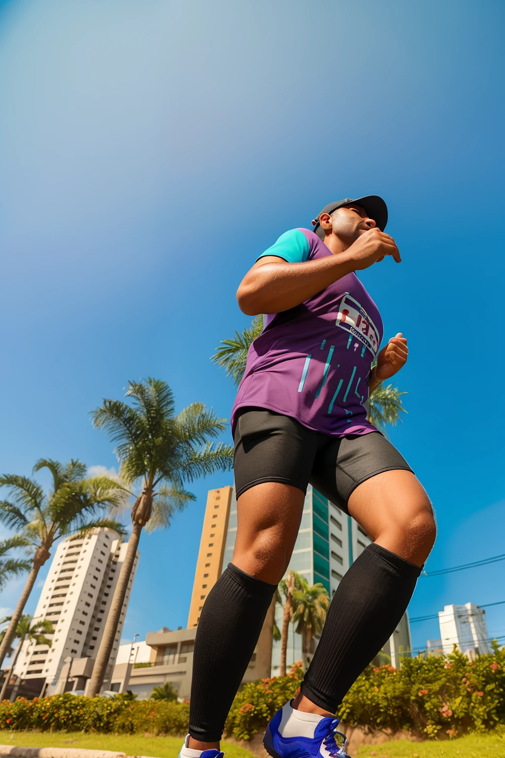 Man in purple shirt and black shorts is running, Directed by: Felipe Seade, desporto, Directed by: Xavier Blum Pinto, Directed by: Joze Ciuha, Directed by: Luis Marsans, Directed by: Luis Miranda, Malika Favre, Directed by: Willian Murai, Directed by: Ric Estrada, Directed by: Fernando Gerassi, Directed by: Nadir Afonso, fotografia de edesportoe