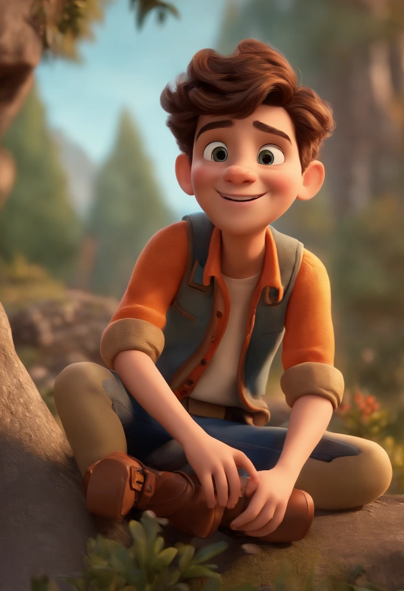 (best quality,4k,8k,Altas,master part:1.2),ultra-detalhado,(Realistic,fotorrealista,photo-realistic:1.37),a boy for a Pixar-style story in a YouTube video, O Pequeno Alabester, He's the class leader, He's outgoing, frisky, e defende muitas coisas,illustration,Estilo Pixar,encantador,可爱,olhos brilhantes,Sardas,cabelos desgrenhados,sobrancelhas expressivas,sorriso brilhante,olhar curioso,Energetic,fundo de suspense,sharpened details,cores vibrantes,warm lighting,Playful shenanigans,pose animada,ambiente animado,fantasy scenery,Enredo envolvente,visual cartunesco,funny facial expressions,Adventurous Spirit,magical ambiance,Mundo colorido,paisagens imaginativas