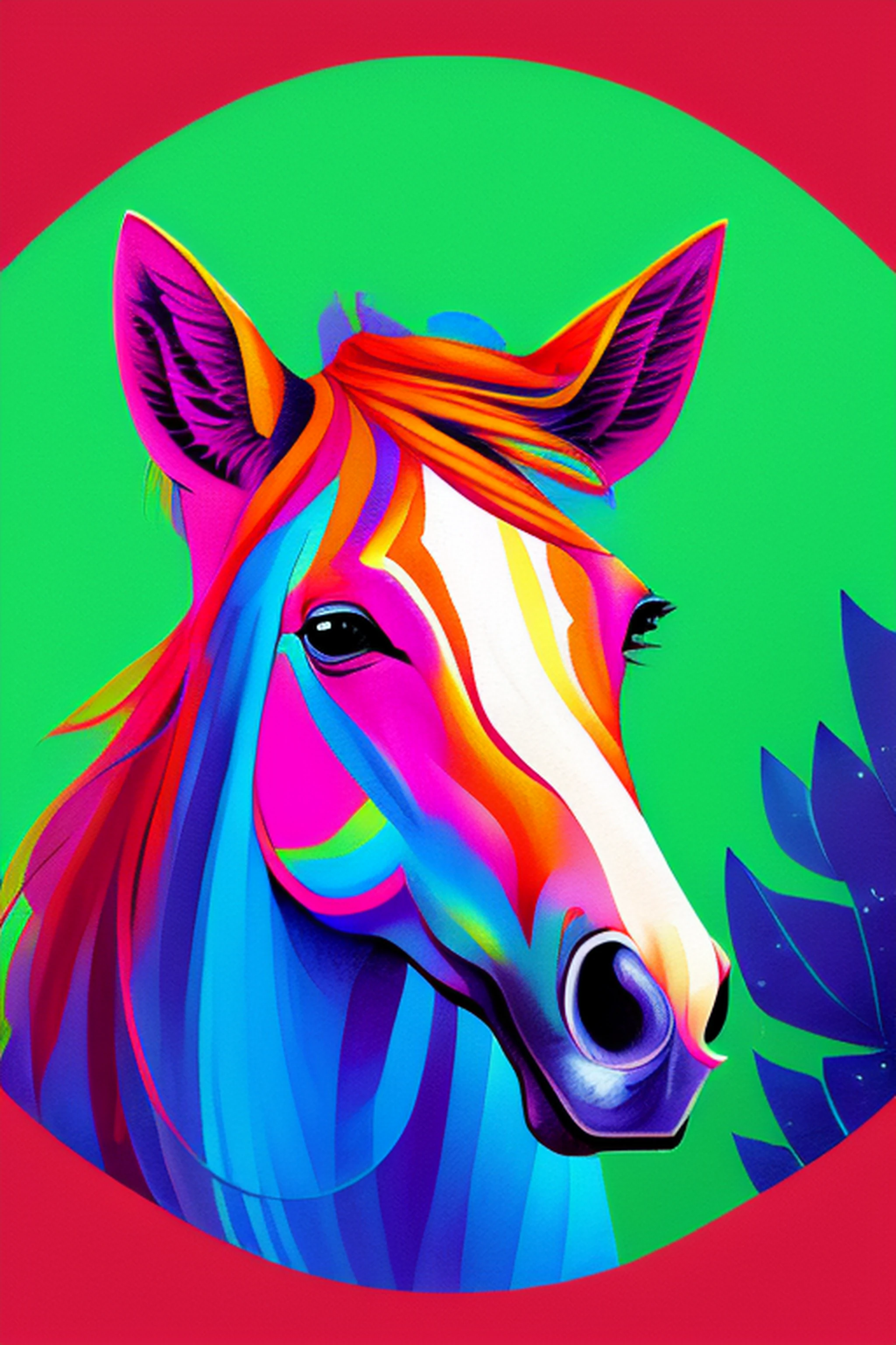 cavalo colorido brilhante com juba longa e juba na frente de um fundo azul, arte vetorial por Whitney Sherman, Vencedor do concurso da Shutterstock, neofauvismo, pintado em aquarelas brilhantes, Jen Bartel, Cavalo digital, full-colour illustration, full-colour illustration, Horse, Pintura digital vibrante, estilo de arte vetorial, pintura digital colorida, A Beautiful Vector Art Illustration