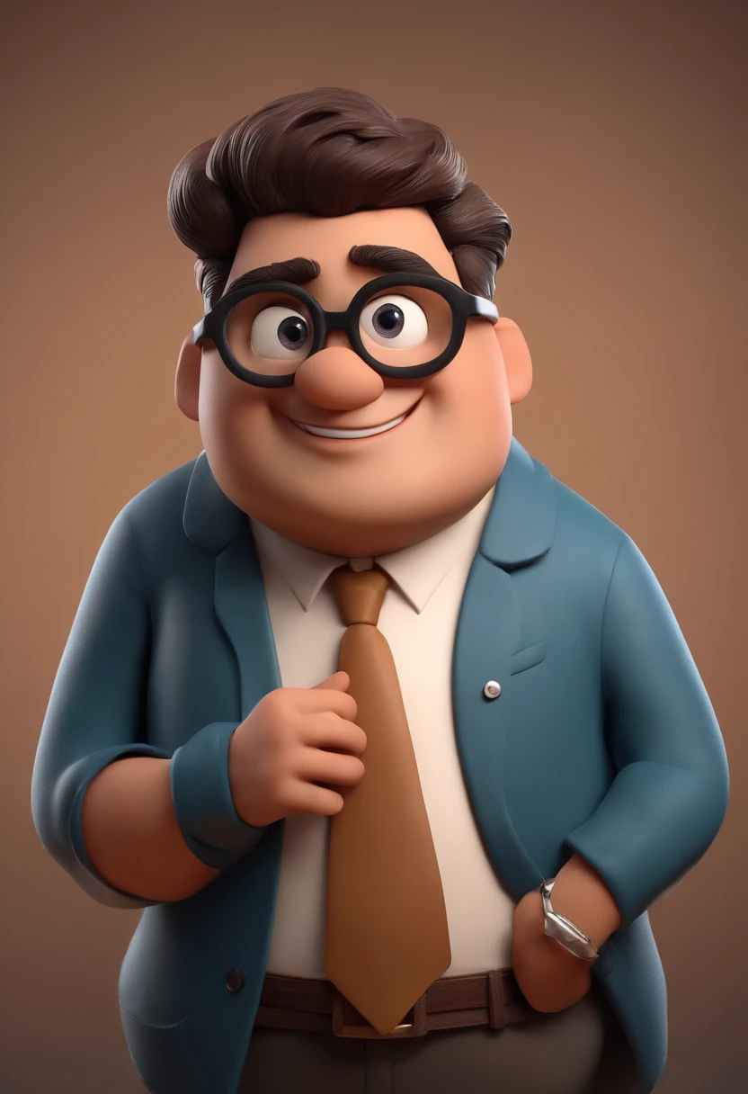 Cartoon character of a man with black glasses, cabelo cacheado marrom escuro e uma camisa azul, animation character, Caractere estilizado, animation style rendering, 3D estilizado, Arnold Maya render, 3 d render stylized, toon render keyshot, Personagem 3D, Personagem 3D, 3d rendering stylized, 3 d character render, personagem de desenho animado, Personagem de close up, Pose de personagem,  (Estilo Pixar) (master part:1.2) (Bokeh) (best quality) (pele detalhada) (textura detalhada) (8k) (argila) (Cinematic lighting) (foco nítido