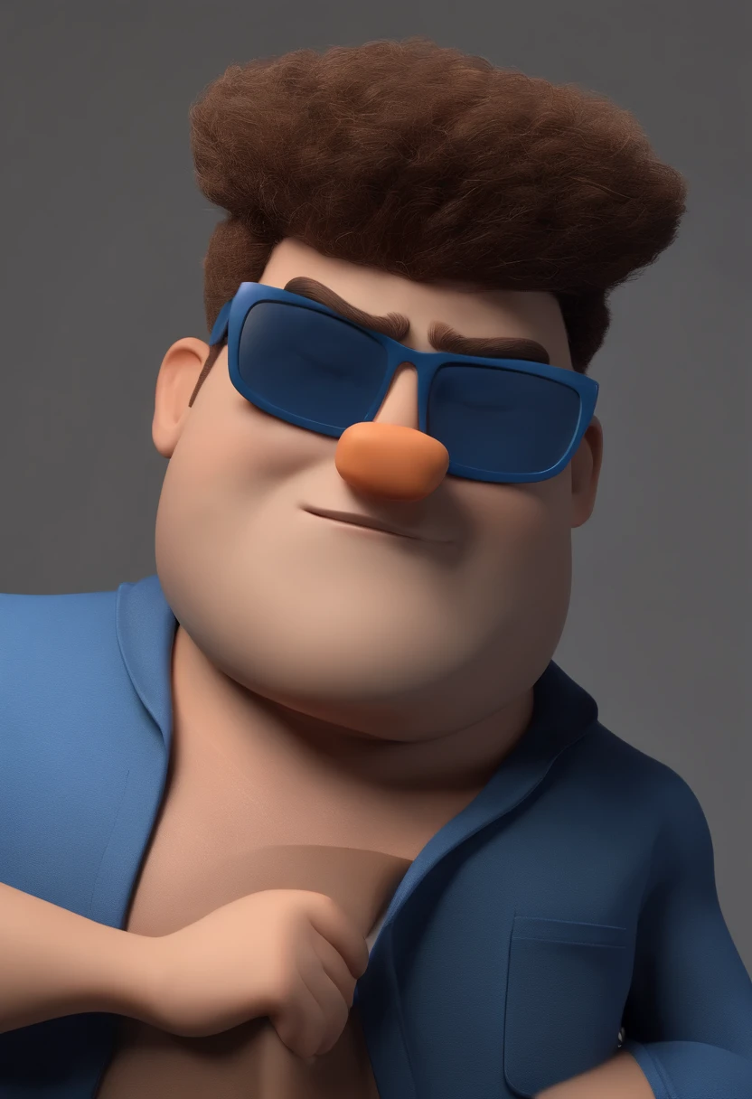 Cartoon character of a man wearing black glasses and a blue shirt, um personagem animado, Caractere estilizado, animation style rendering, 3D estilizado, Arnold Maya render, 3 d render stylized, toon render keyshot, Personagem 3D, Personagem 3D, 3d rendering stylized, 3 d character render, personagem de desenho animado, Personagem de close up, Pose de personagem, (Estilo Pixar) (master part:1.2) (Bokeh) (best quality) (pele detalhada) (textura detalhada) (8k) (argila) (Cinematic lighting) (foco nítido，Senta e vaza a parte superior do corpo