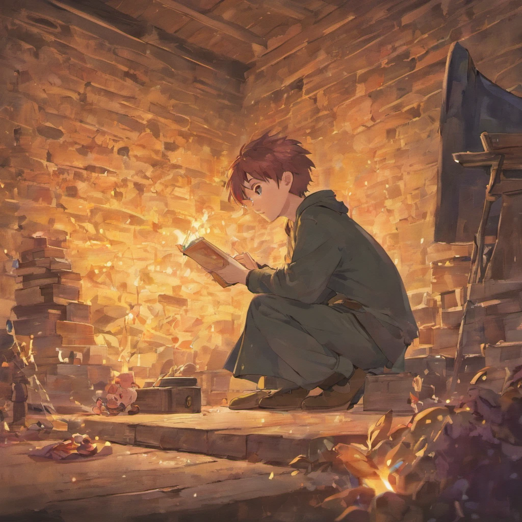 um homem lendo um livro, ::style pixar cartoon
